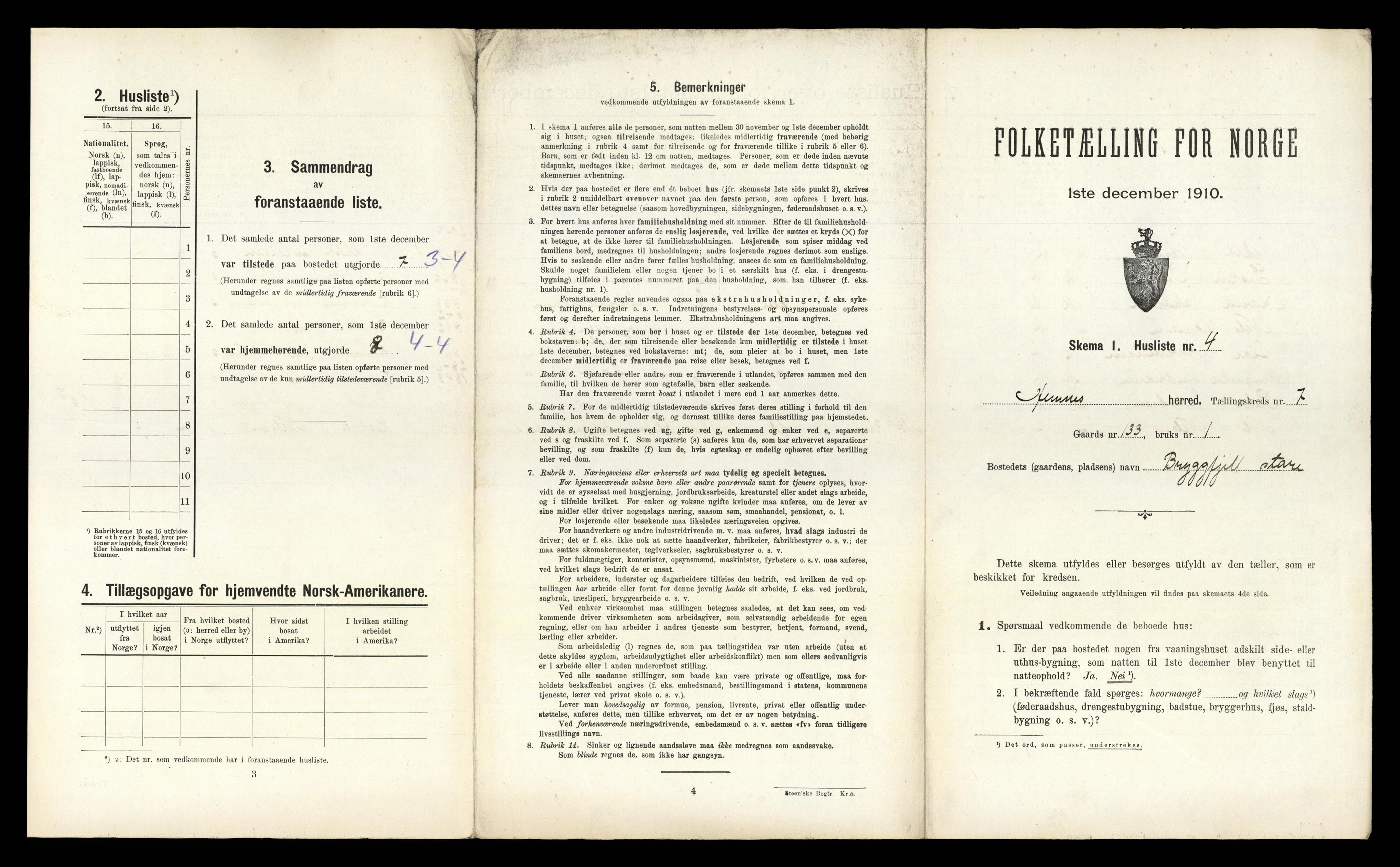 RA, 1910 census for Hemnes, 1910, p. 1426