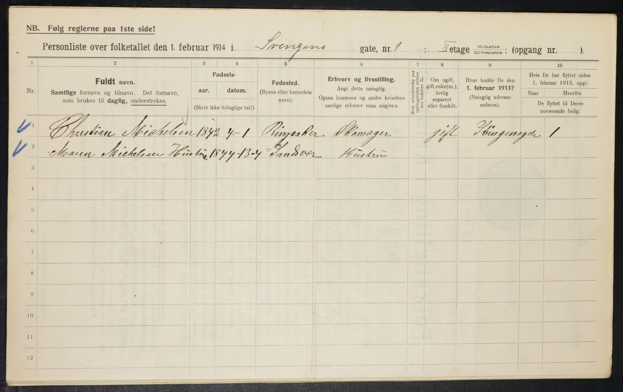 OBA, Municipal Census 1914 for Kristiania, 1914, p. 106792