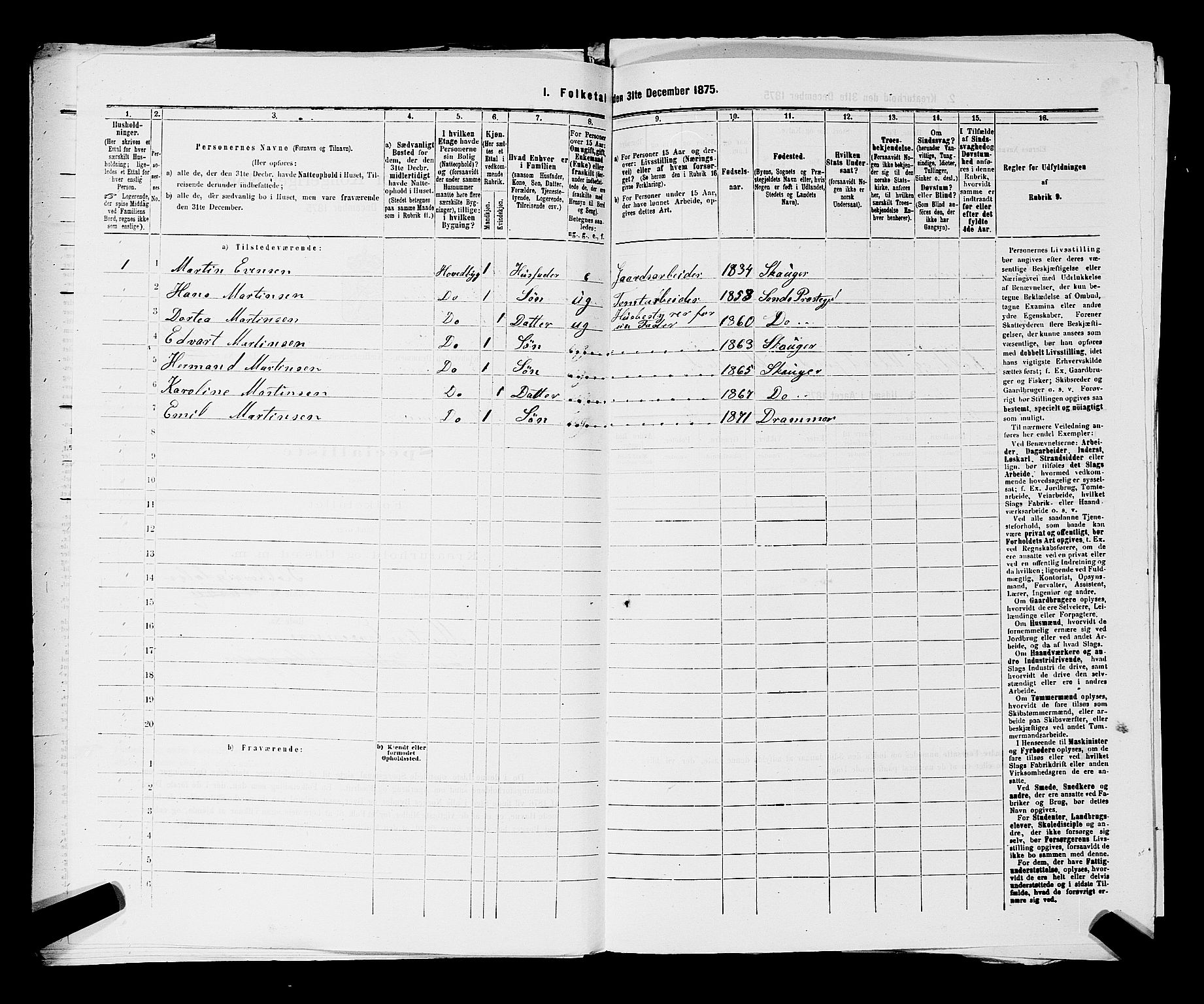 SAKO, 1875 census for 0602 Drammen, 1875, p. 3296