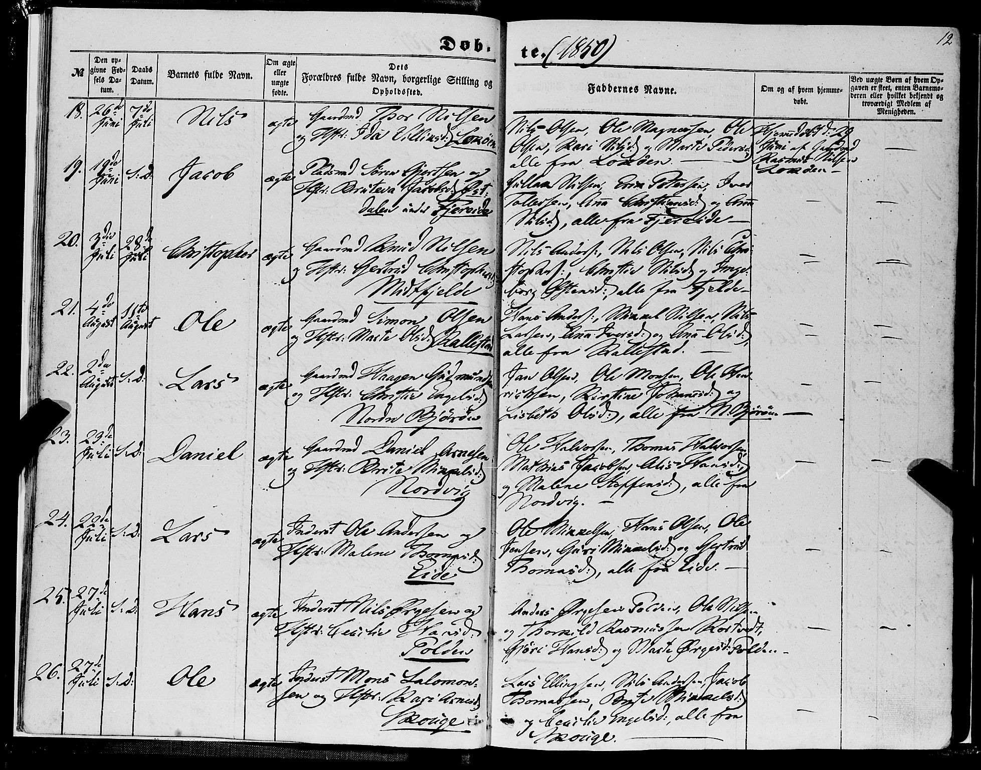 Fjell sokneprestembete, SAB/A-75301/H/Haa: Parish register (official) no. A 2, 1847-1864, p. 12
