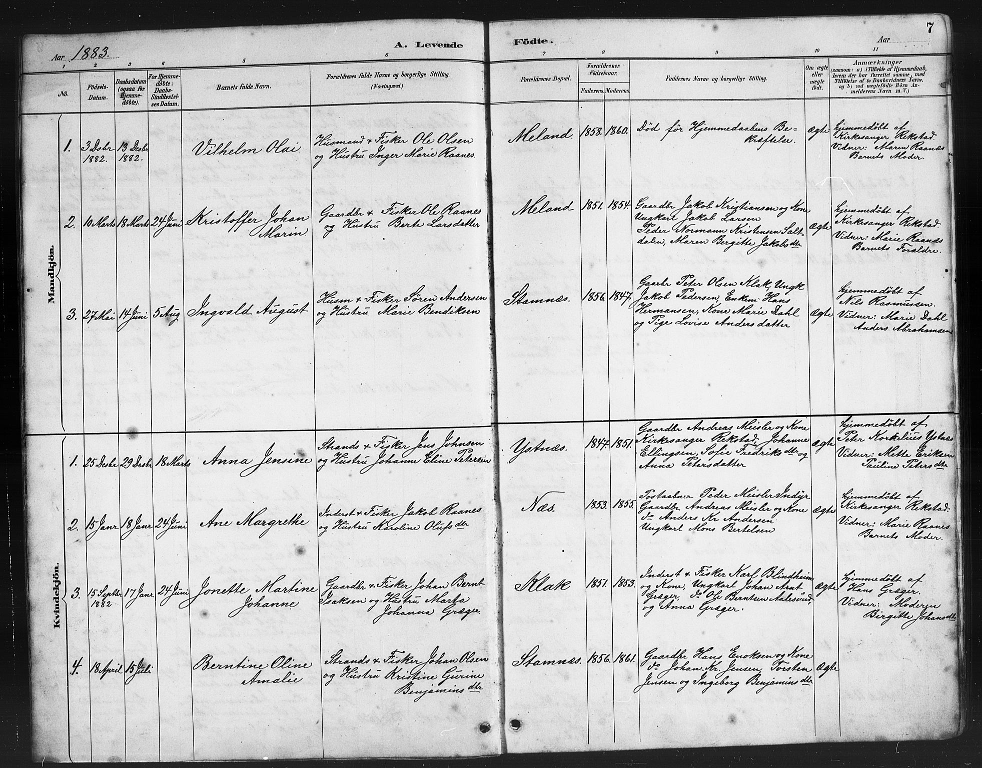 Ministerialprotokoller, klokkerbøker og fødselsregistre - Nordland, AV/SAT-A-1459/808/L0131: Parish register (copy) no. 808C02, 1879-1919, p. 7