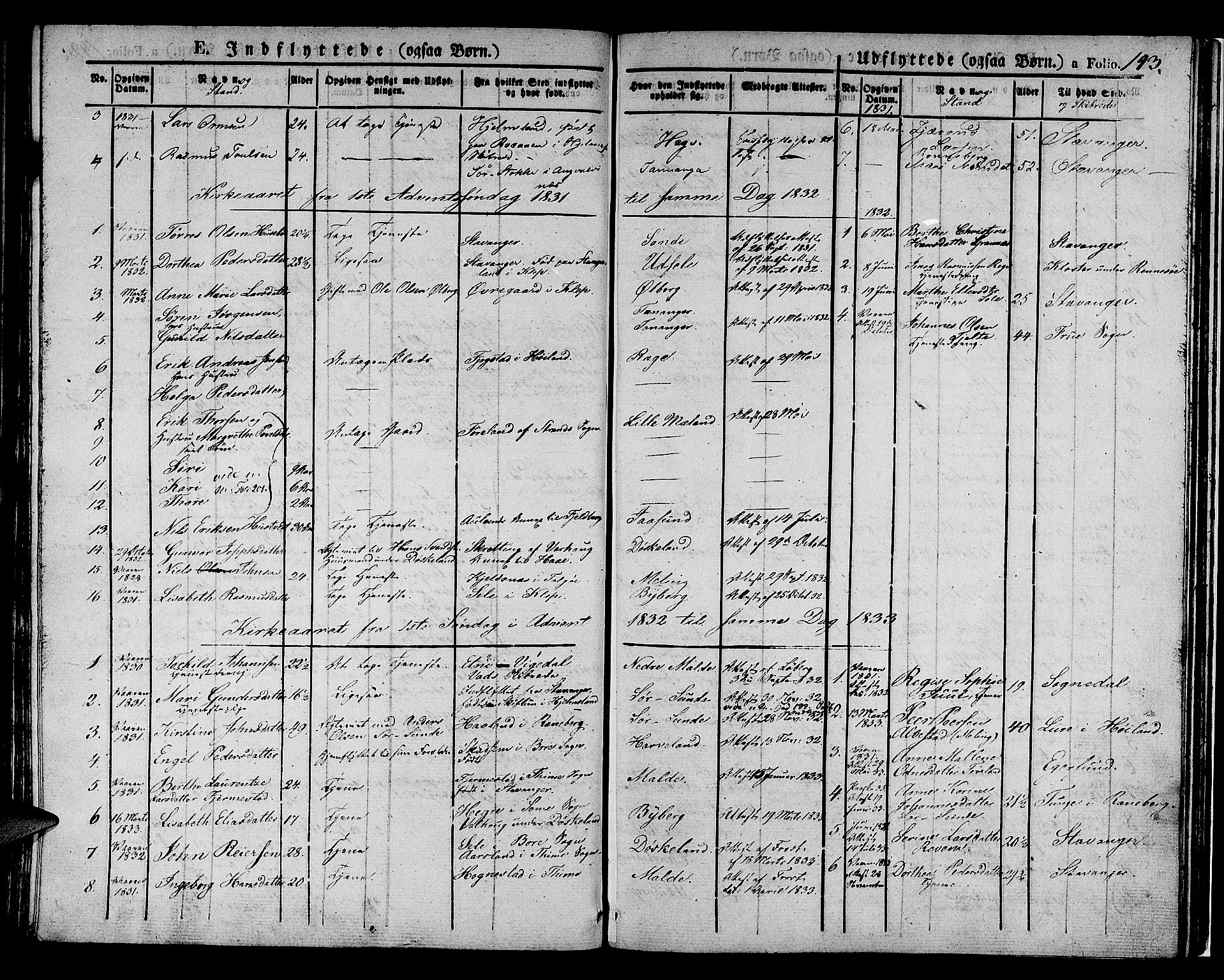 Håland sokneprestkontor, SAST/A-101802/001/30BA/L0005: Parish register (official) no. A 5, 1829-1841, p. 143