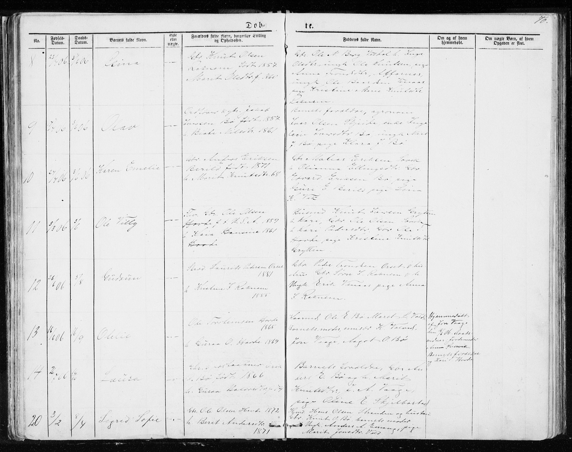 Ministerialprotokoller, klokkerbøker og fødselsregistre - Møre og Romsdal, AV/SAT-A-1454/543/L0564: Parish register (copy) no. 543C02, 1867-1915, p. 76