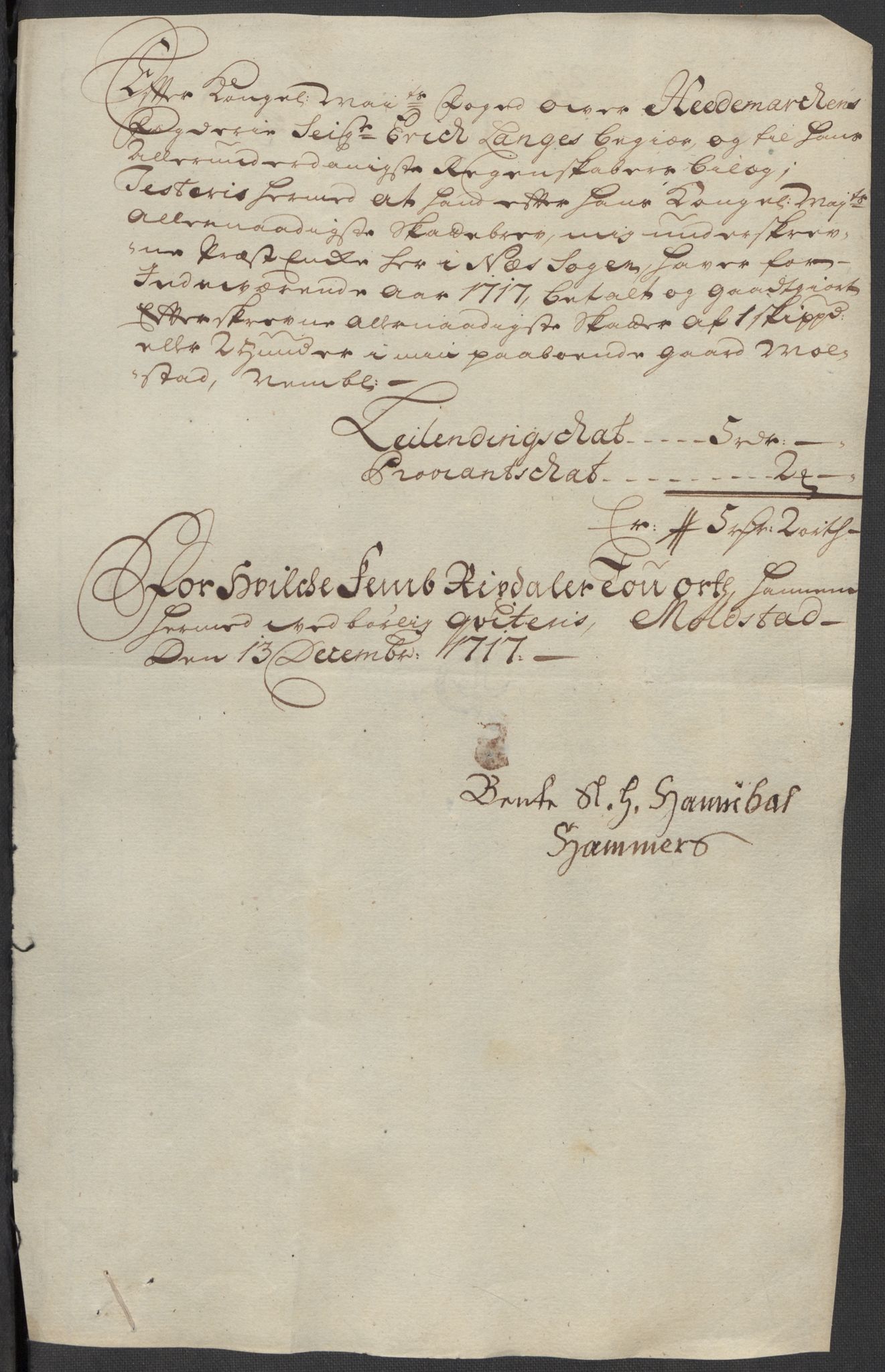 Rentekammeret inntil 1814, Reviderte regnskaper, Fogderegnskap, RA/EA-4092/R16/L1056: Fogderegnskap Hedmark, 1717, p. 317