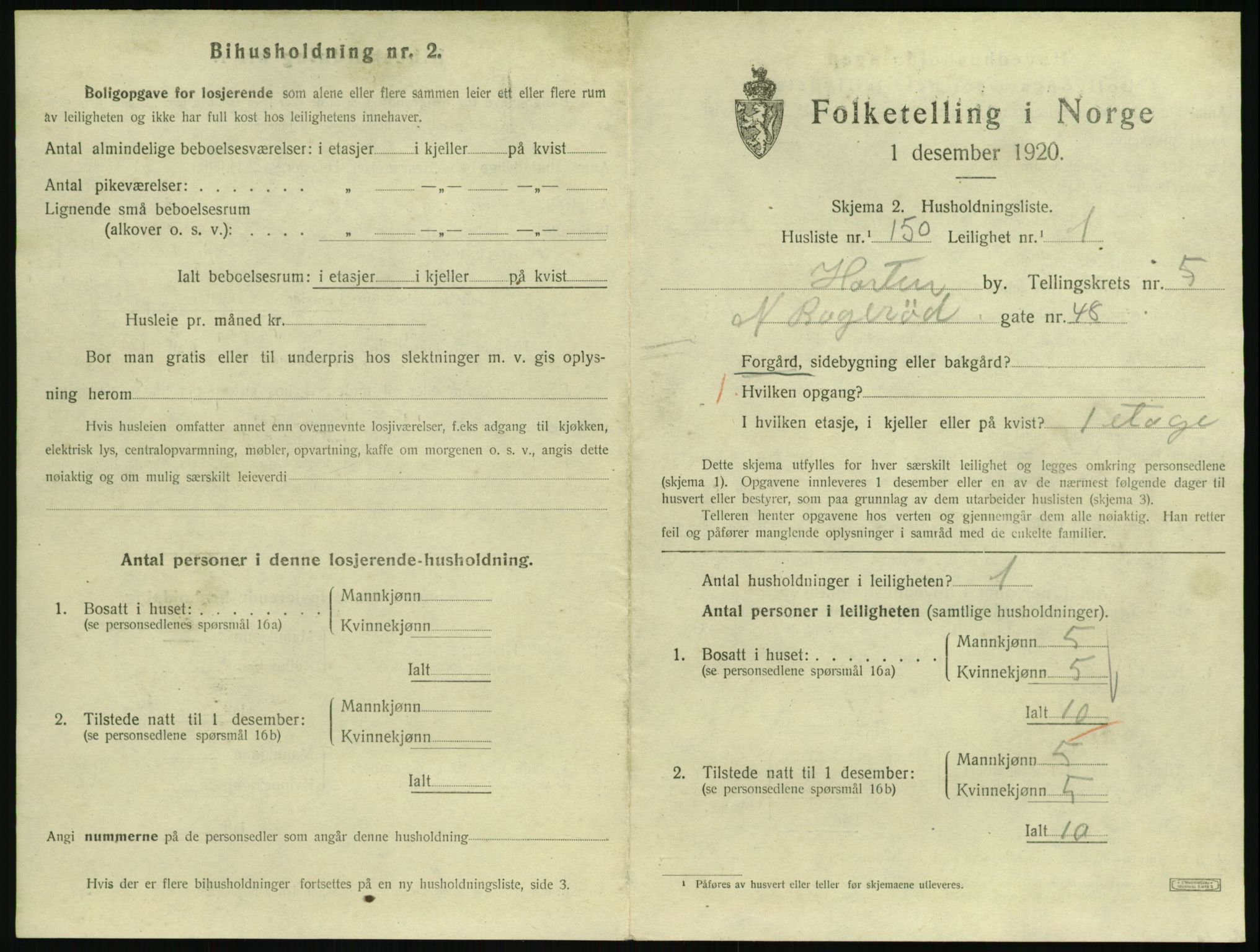 SAKO, 1920 census for Horten, 1920, p. 6173