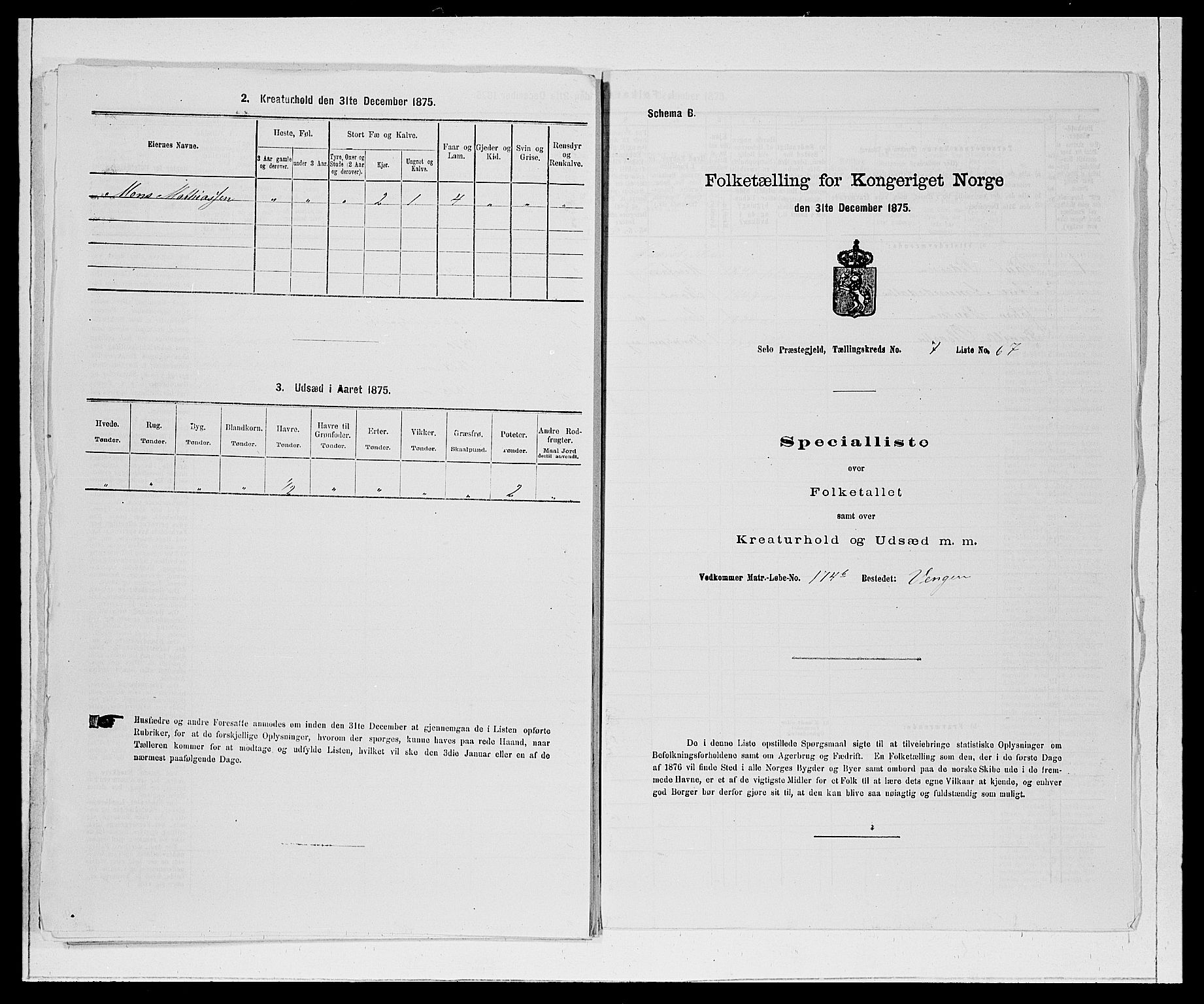 SAB, 1875 Census for 1441P Selje, 1875, p. 932