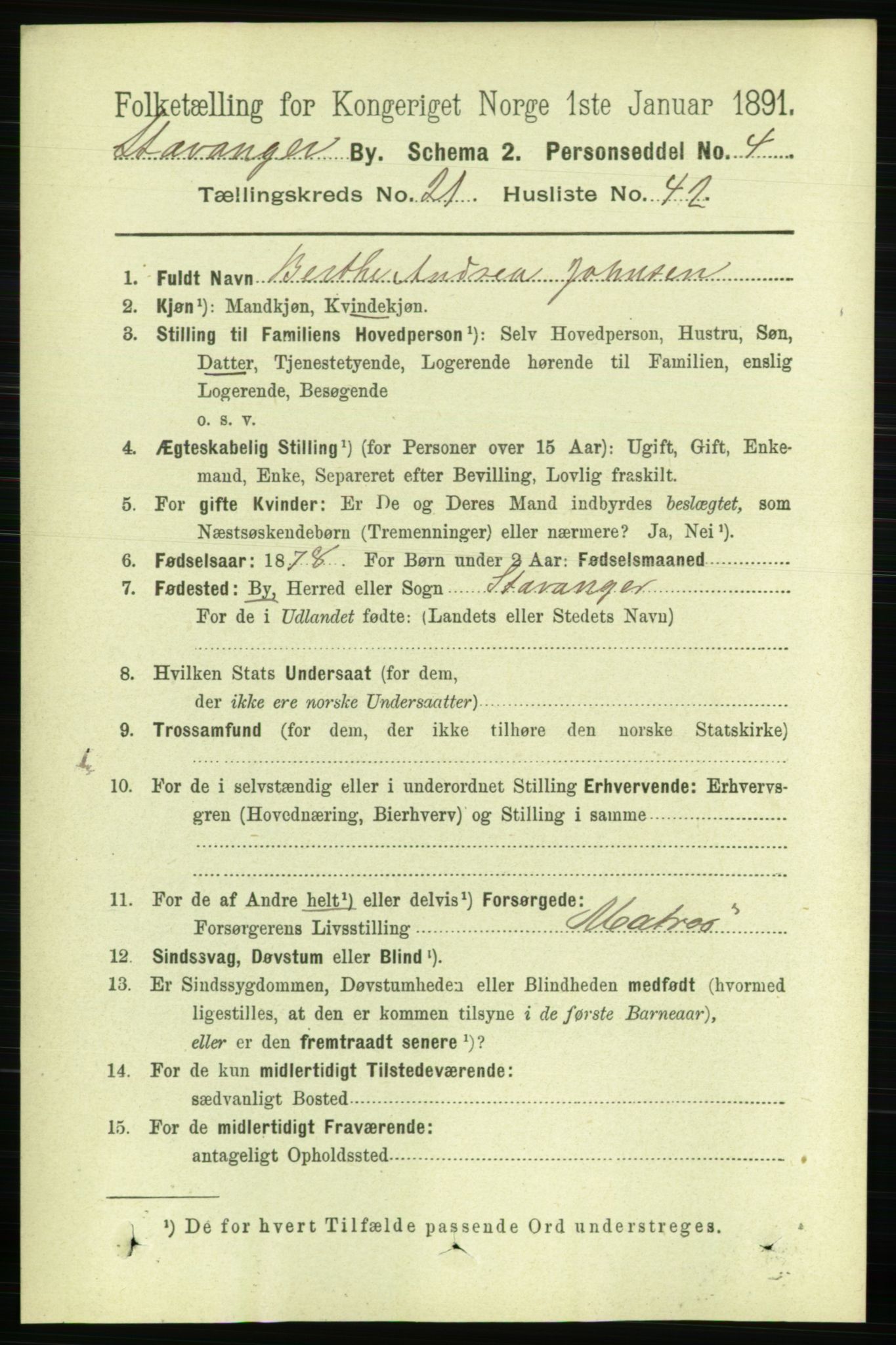 RA, 1891 census for 1103 Stavanger, 1891, p. 23775