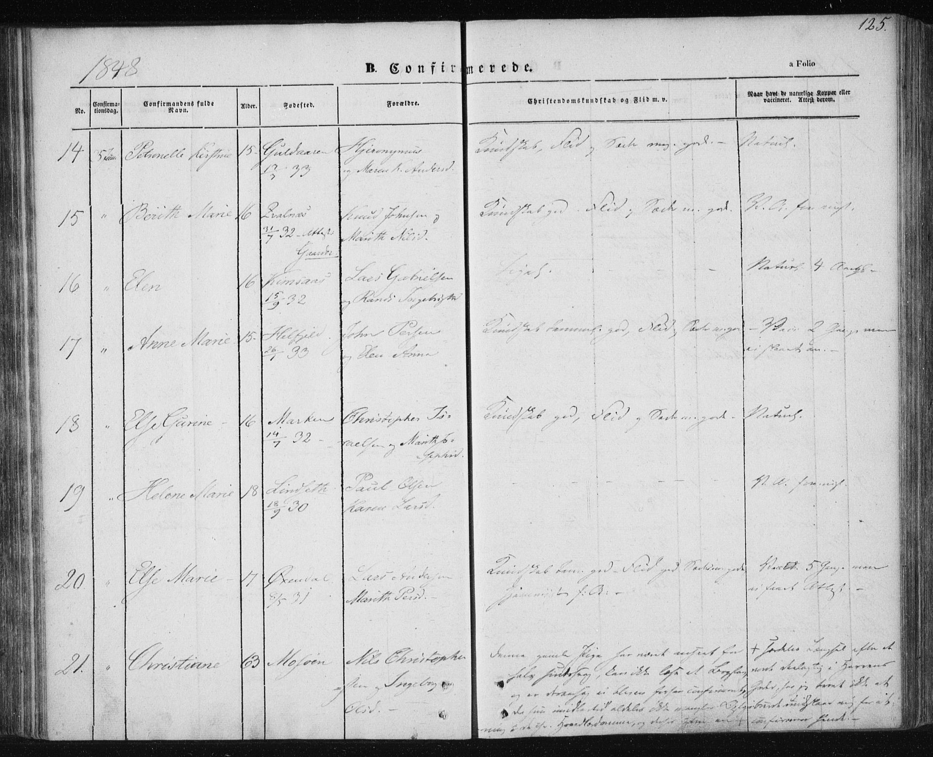 Ministerialprotokoller, klokkerbøker og fødselsregistre - Nordland, AV/SAT-A-1459/820/L0291: Parish register (official) no. 820A12, 1846-1854, p. 125