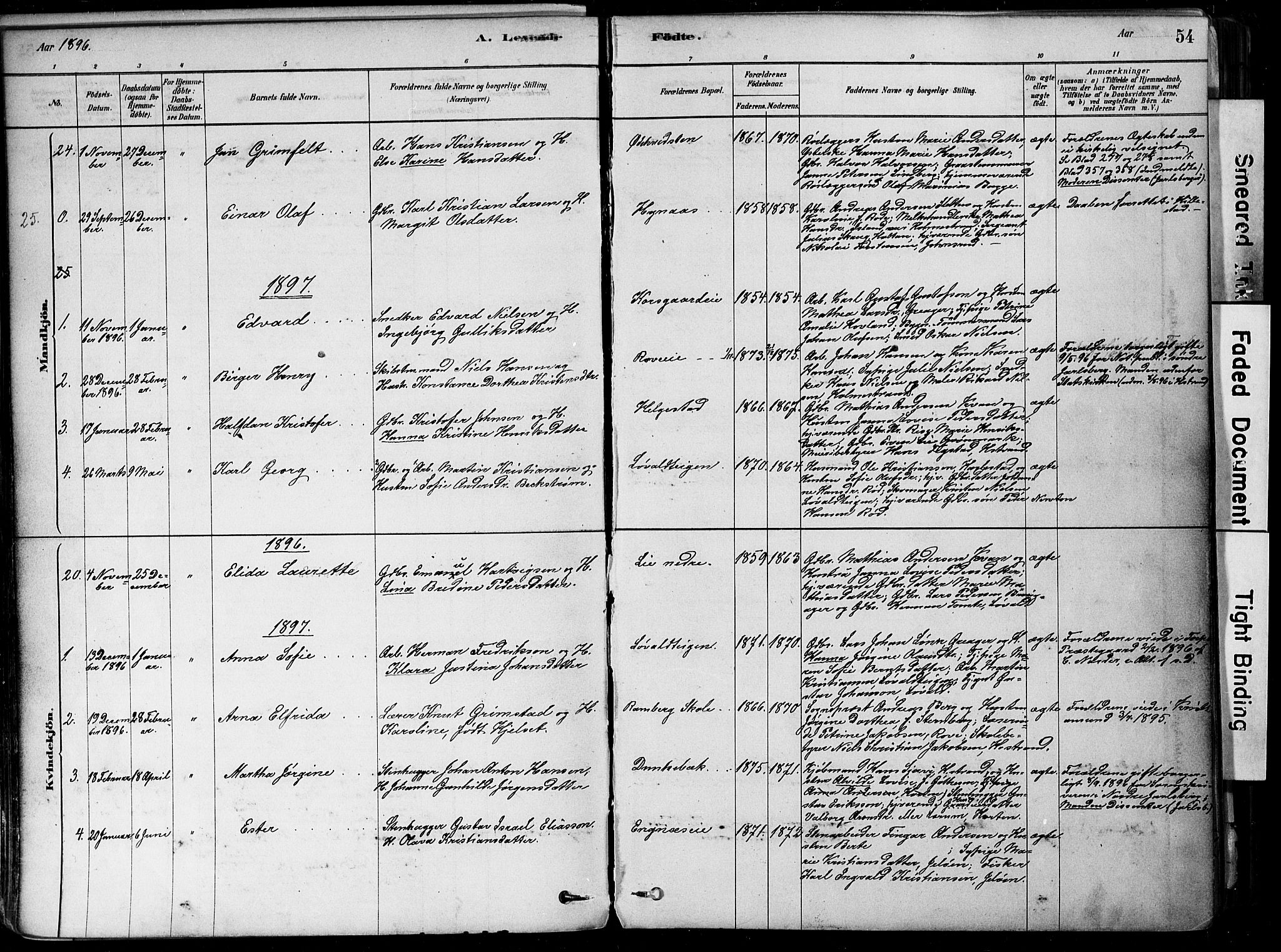 Botne kirkebøker, AV/SAKO-A-340/F/Fa/L0007: Parish register (official) no. I 7, 1878-1910, p. 54