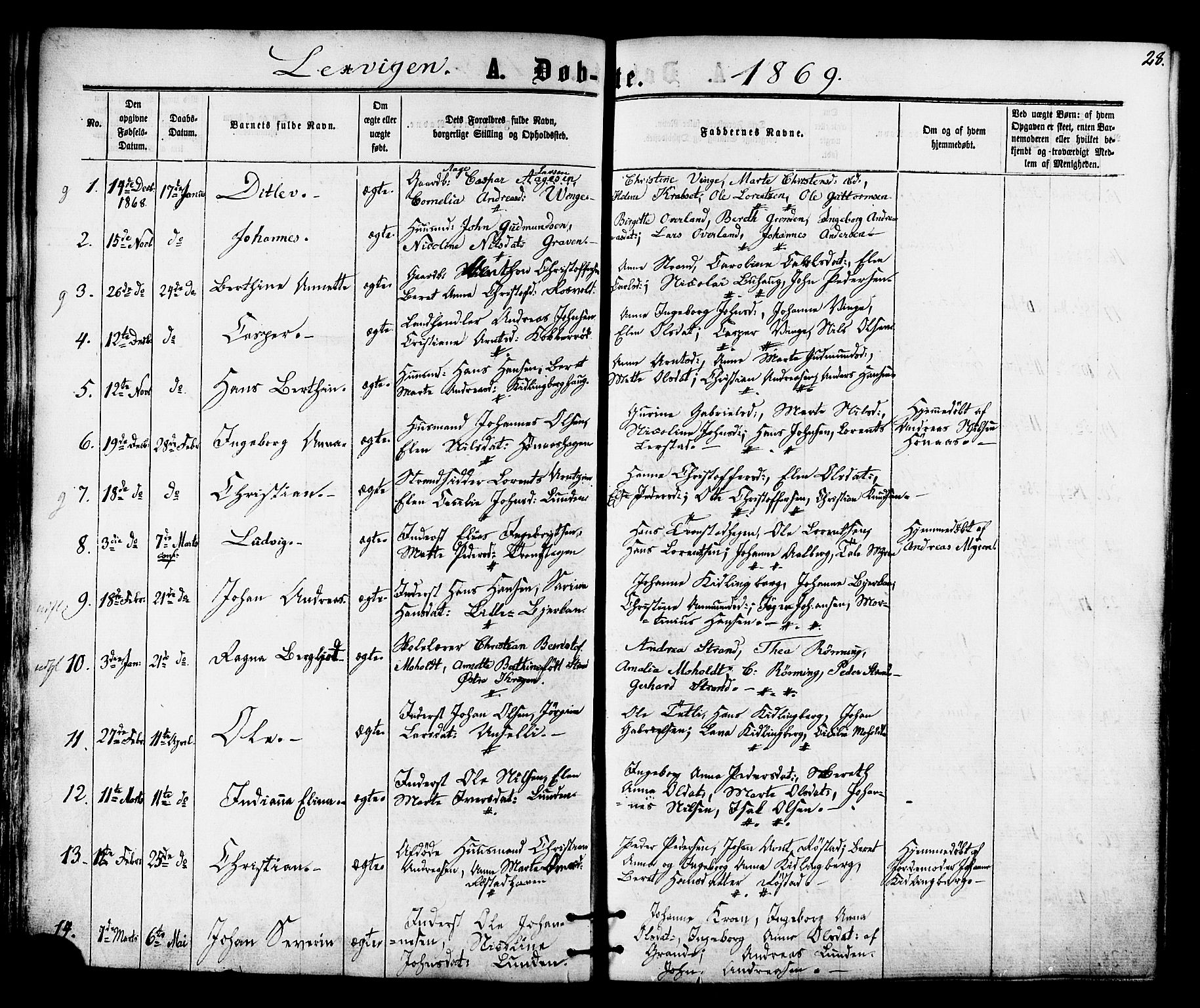 Ministerialprotokoller, klokkerbøker og fødselsregistre - Nord-Trøndelag, SAT/A-1458/701/L0009: Parish register (official) no. 701A09 /1, 1864-1882, p. 28
