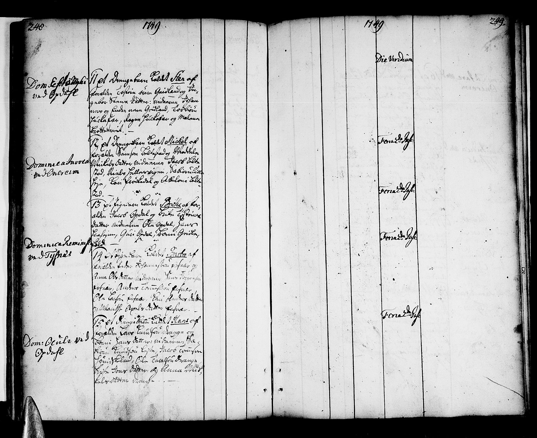 Tysnes sokneprestembete, SAB/A-78601/H/Haa: Parish register (official) no. A 3, 1740-1749, p. 248-249