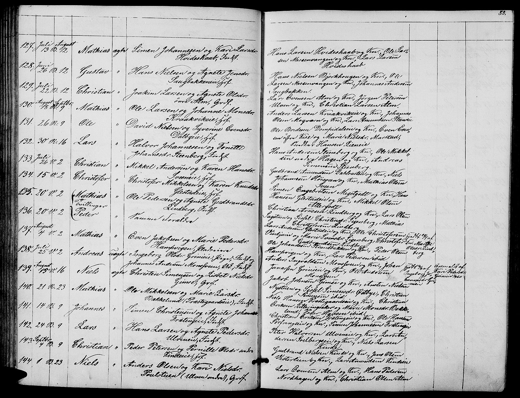 Ringsaker prestekontor, AV/SAH-PREST-014/L/La/L0006: Parish register (copy) no. 6, 1851-1860, p. 88