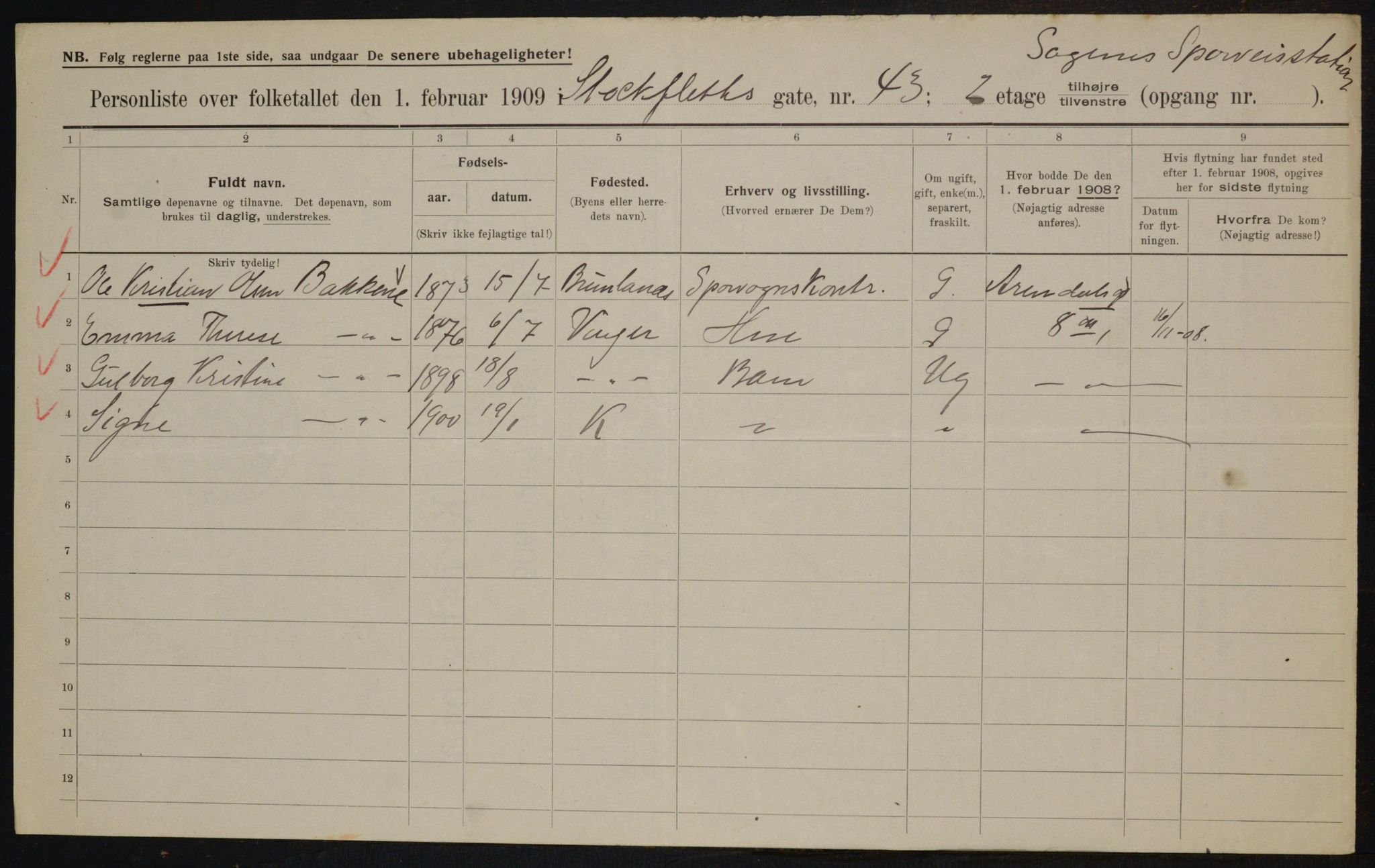 OBA, Municipal Census 1909 for Kristiania, 1909, p. 92550