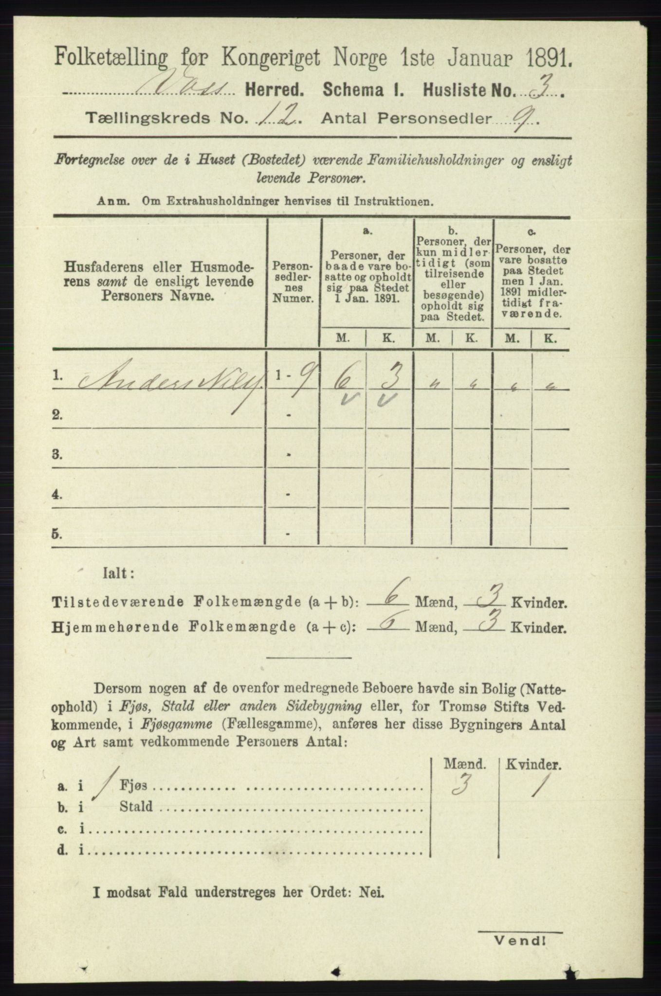 RA, 1891 census for 1235 Voss, 1891, p. 6418