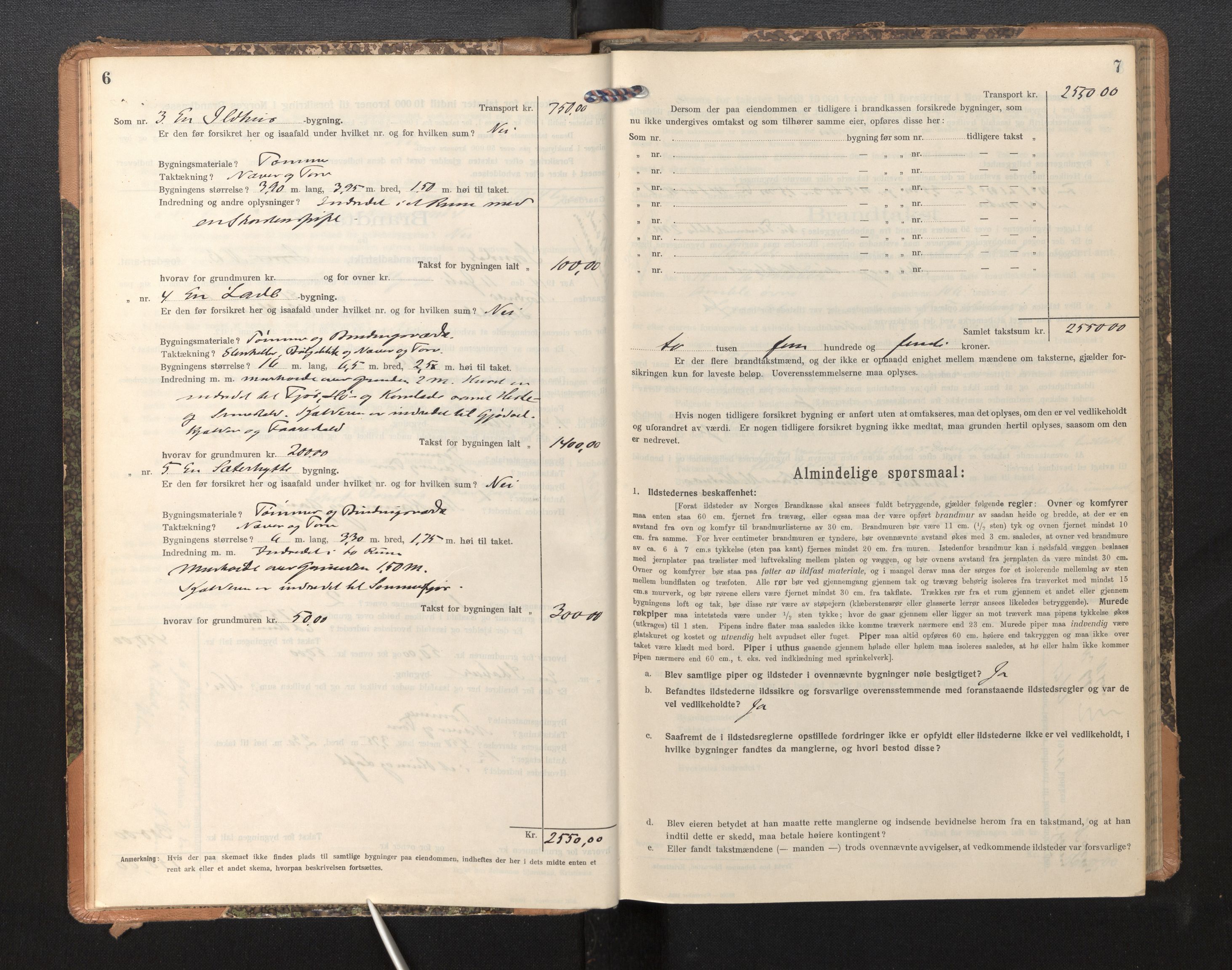 Lensmannen i Sogndal, AV/SAB-A-29901/0012/L0011: Branntakstprotokoll, skjematakst, 1914-1922, p. 6-7