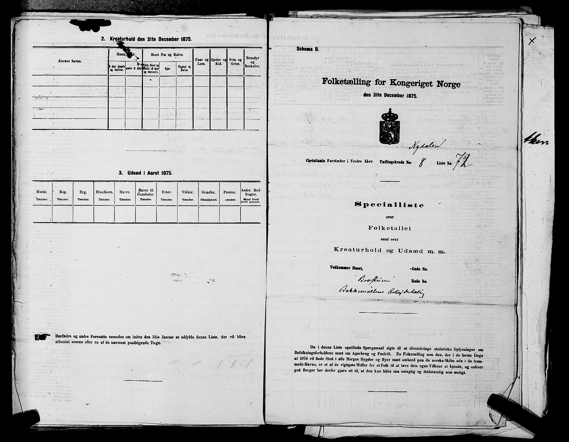 RA, 1875 census for 0218aP Vestre Aker, 1875, p. 1501