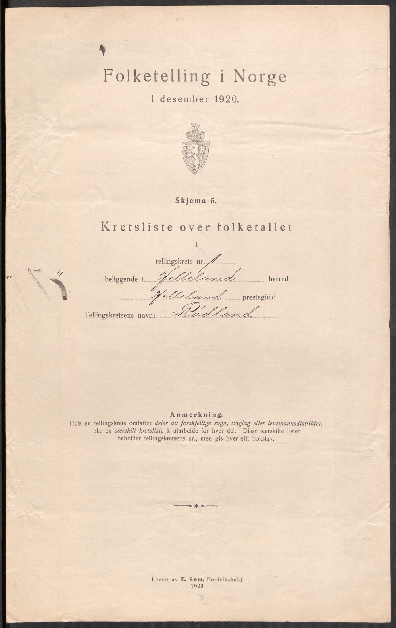 SAST, 1920 census for Helleland, 1920, p. 13