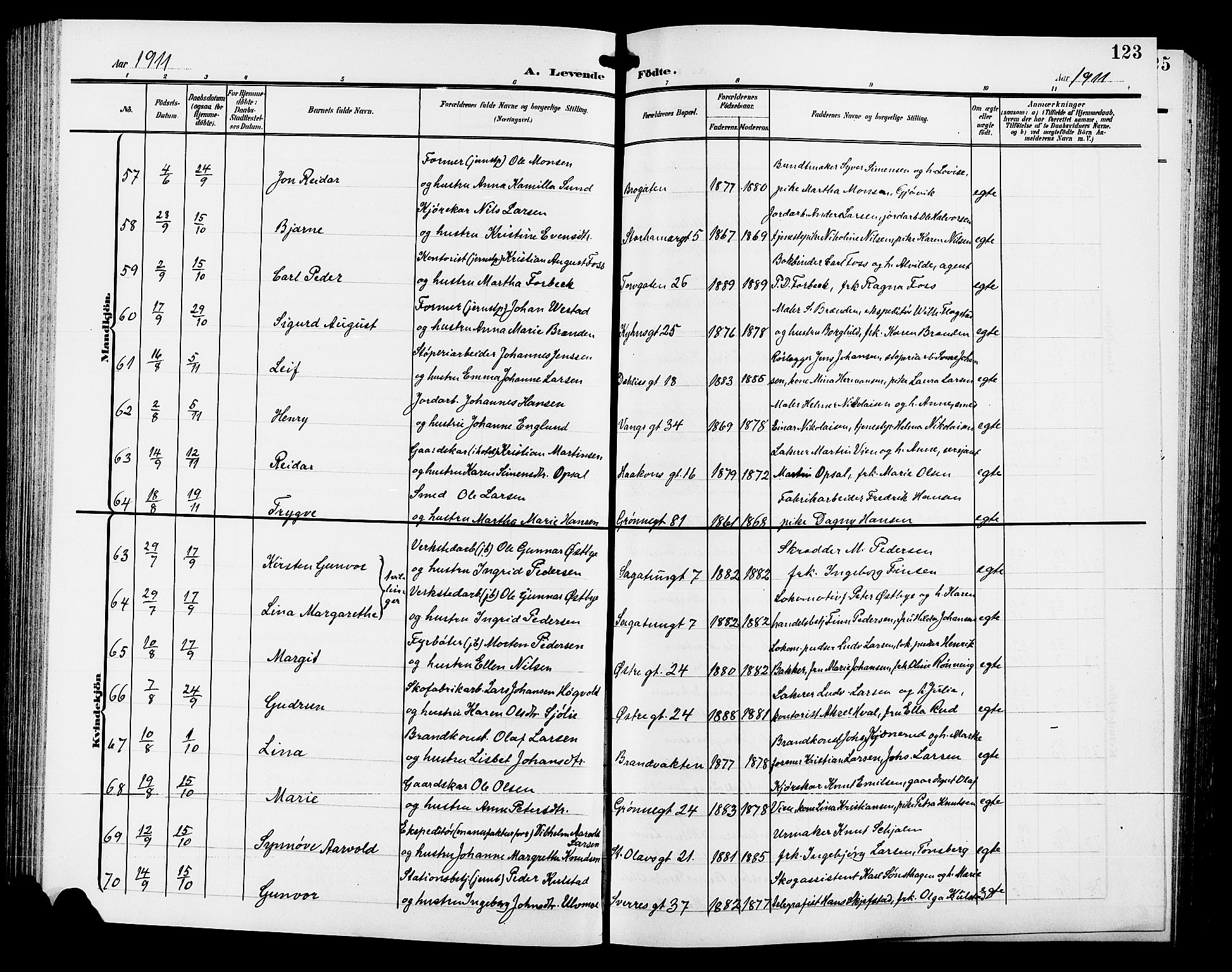 Hamar prestekontor, AV/SAH-DOMPH-002/H/Ha/Hab/L0001: Parish register (copy) no. 1, 1899-1914, p. 123