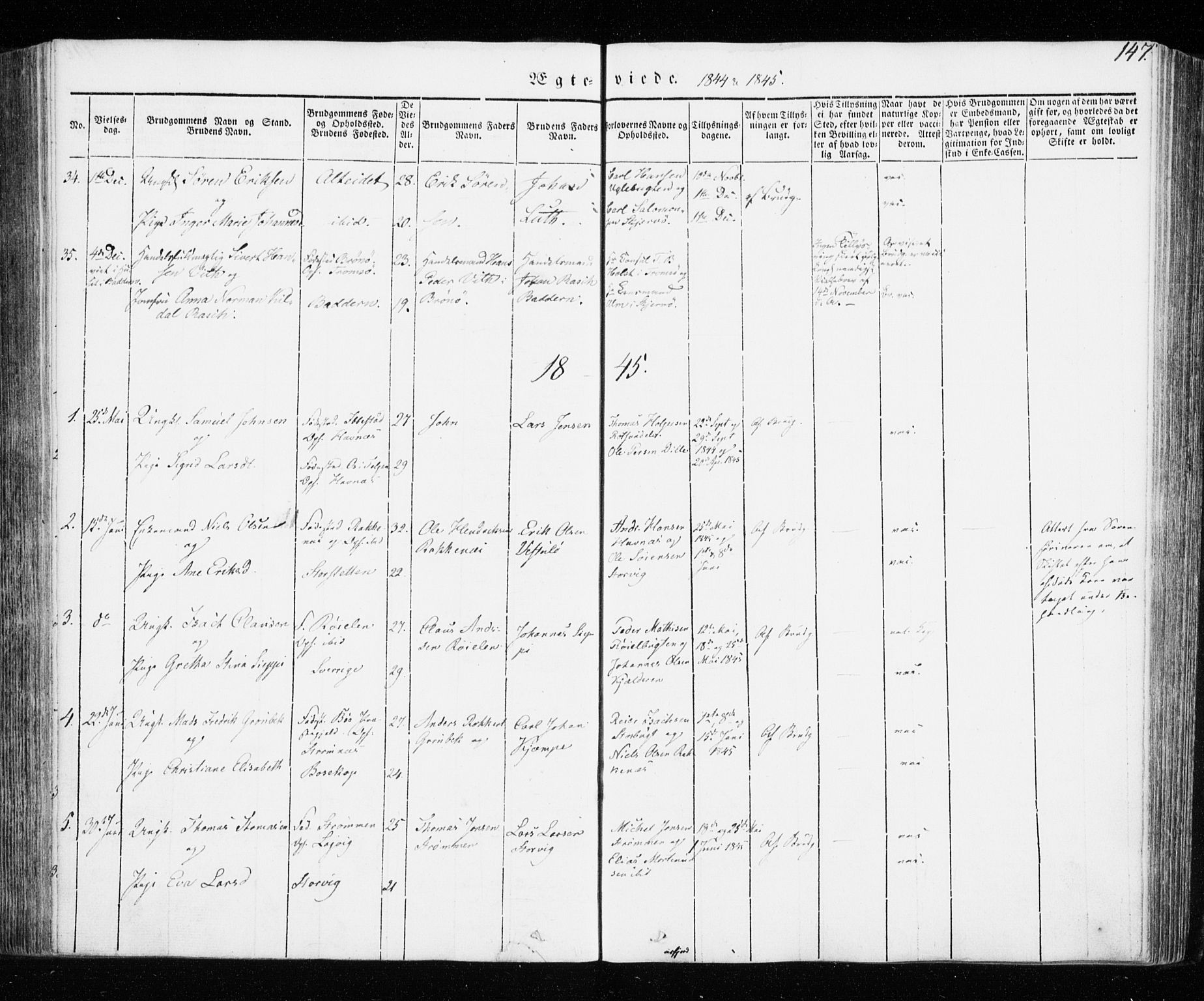 Skjervøy sokneprestkontor, AV/SATØ-S-1300/H/Ha/Haa/L0005kirke: Parish register (official) no. 5, 1838-1847, p. 147