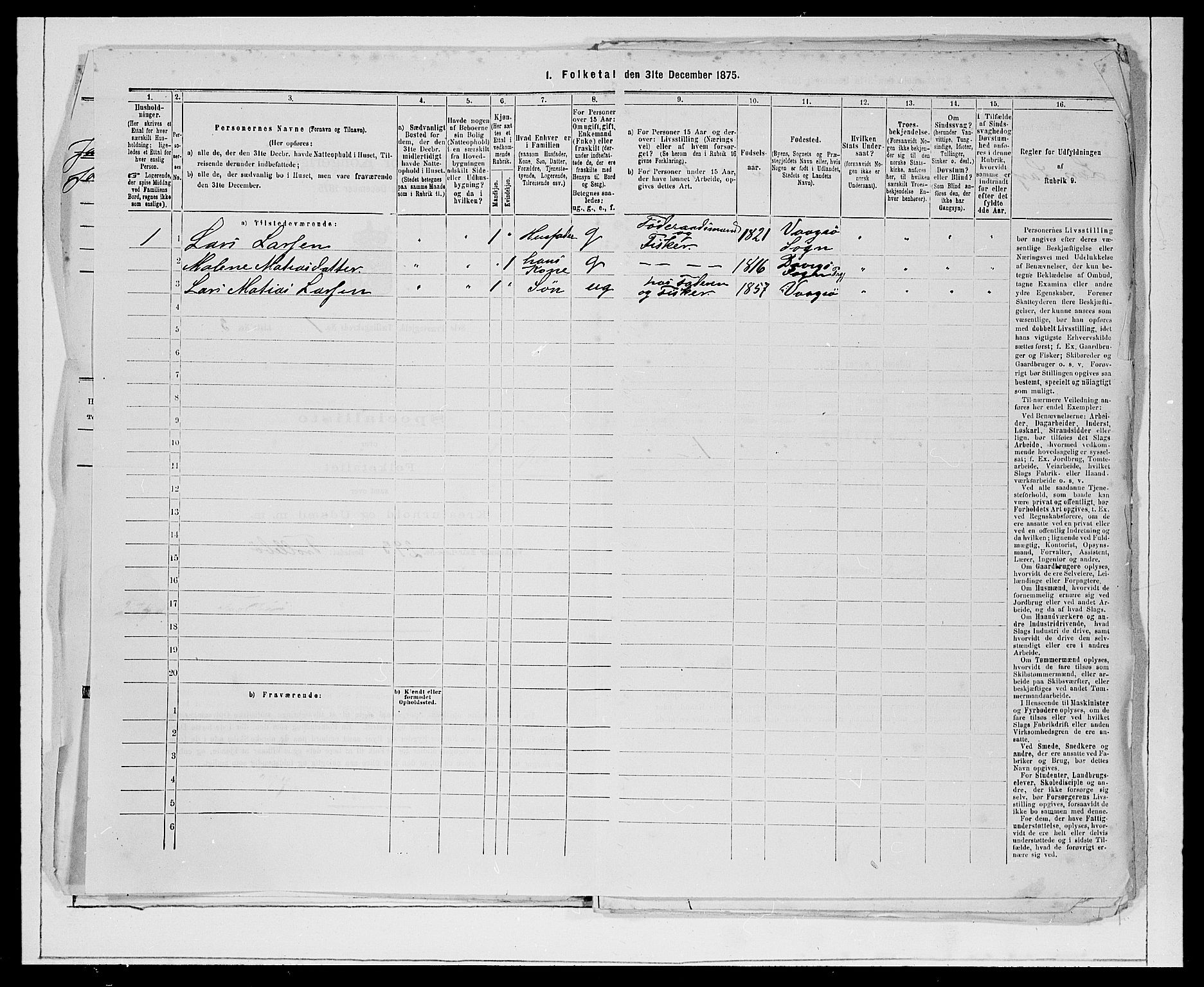 SAB, 1875 Census for 1441P Selje, 1875, p. 37