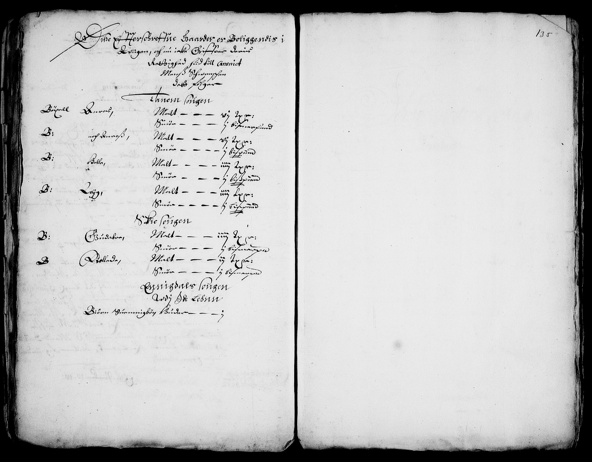 Rentekammeret inntil 1814, Realistisk ordnet avdeling, AV/RA-EA-4070/Fc/Fca/L0001/0003: [Ca I]  Akershus stift / Kristiania kapitels jordebok, 1662, p. 134-135