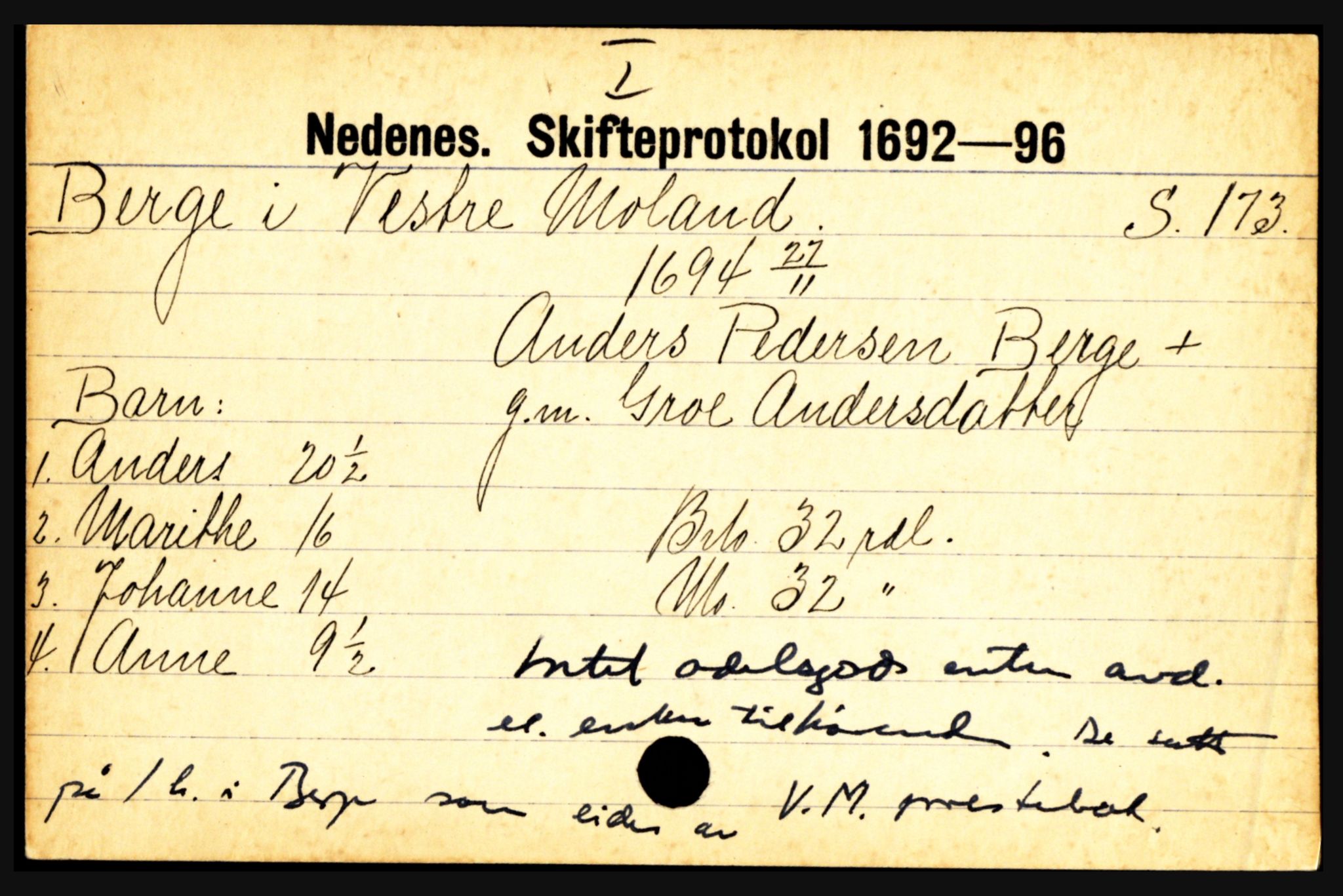 Nedenes sorenskriveri før 1824, AV/SAK-1221-0007/H, p. 2263