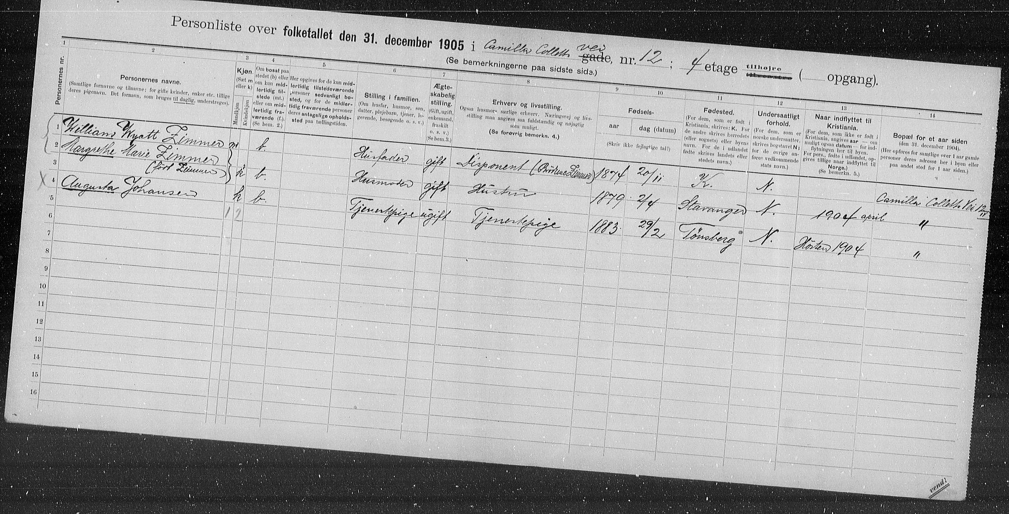 OBA, Municipal Census 1905 for Kristiania, 1905, p. 6148