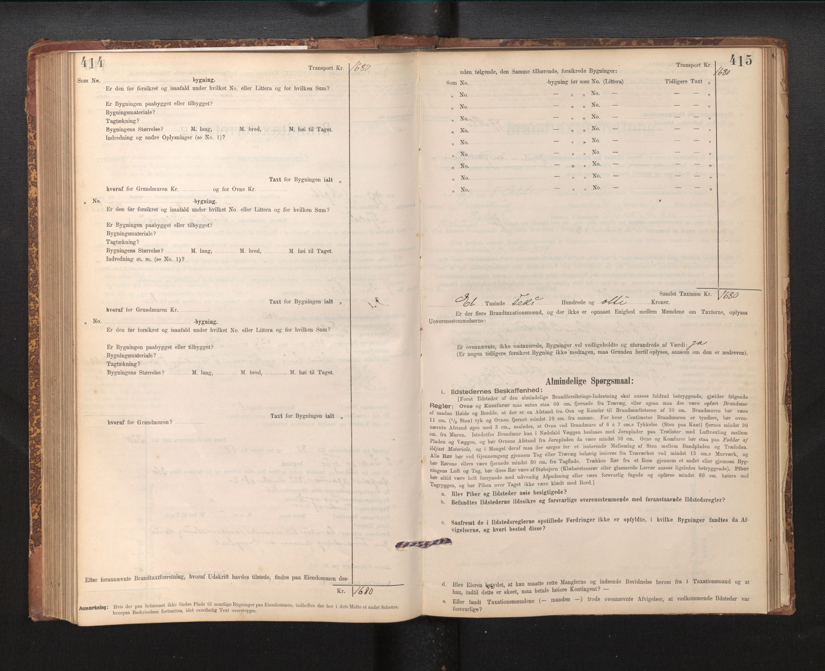 Lensmannen i Fjell, AV/SAB-A-32301/0012/L0005: Branntakstprotokoll, skjematakst, 1895-1931, p. 414-415