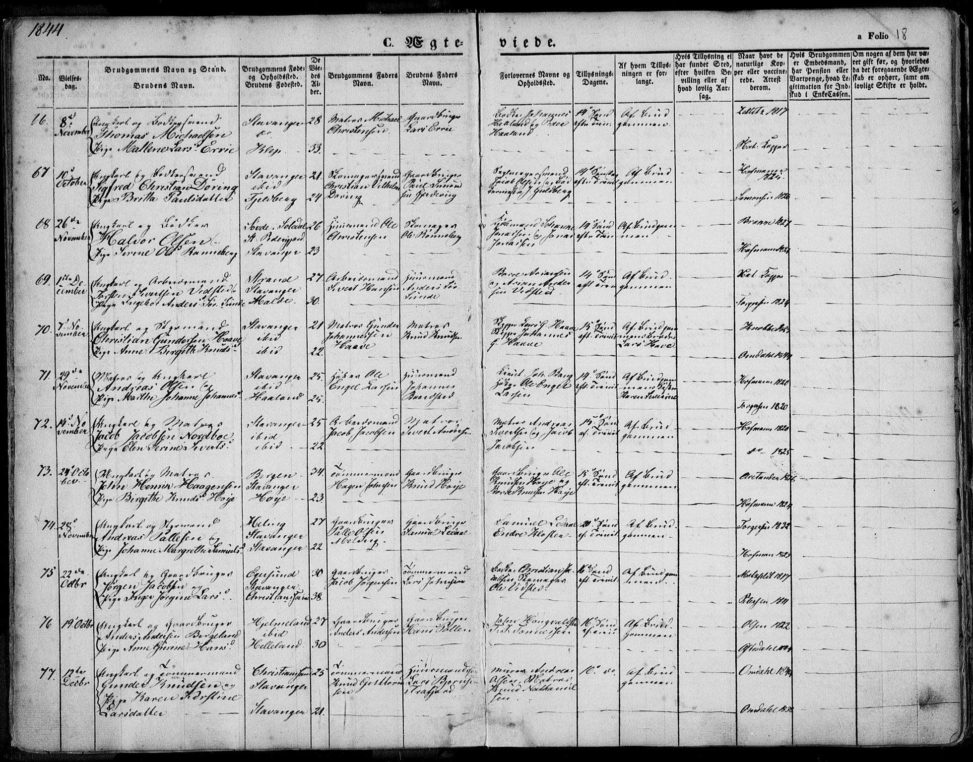 Domkirken sokneprestkontor, SAST/A-101812/001/30/30BA/L0015: Parish register (official) no. A 14, 1842-1857, p. 18