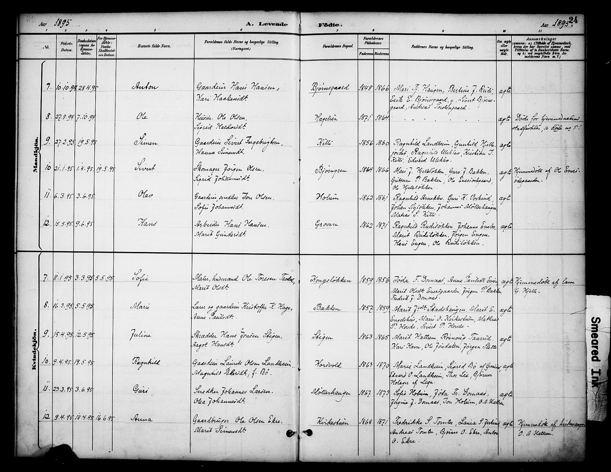 Dovre prestekontor, AV/SAH-PREST-066/H/Ha/Haa/L0003: Parish register (official) no. 3, 1891-1901, p. 24