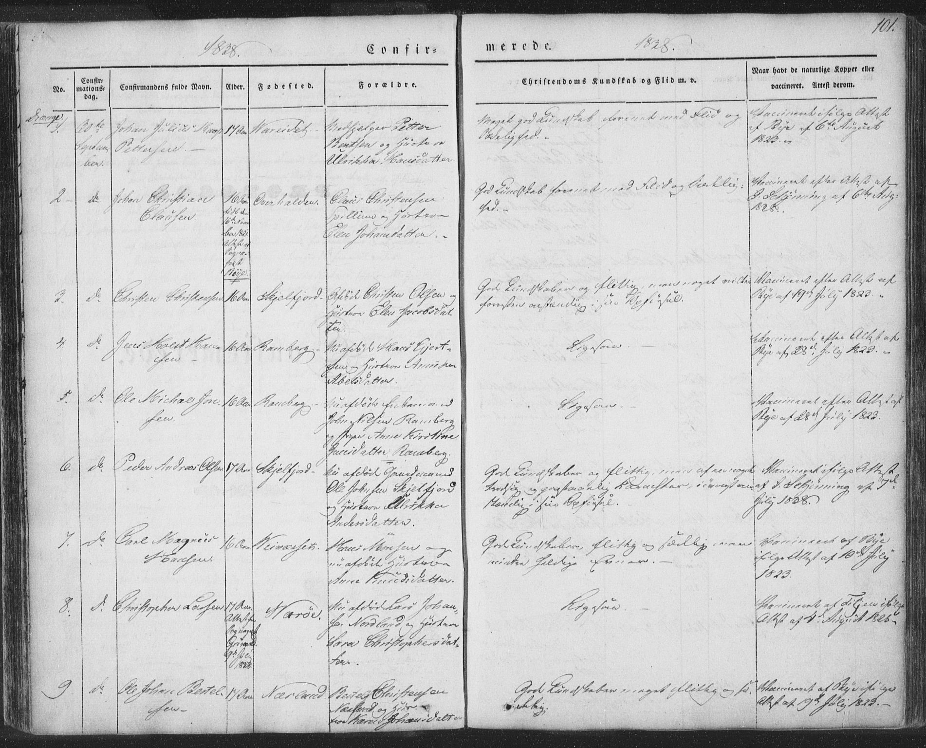 Ministerialprotokoller, klokkerbøker og fødselsregistre - Nordland, AV/SAT-A-1459/885/L1202: Parish register (official) no. 885A03, 1838-1859, p. 101