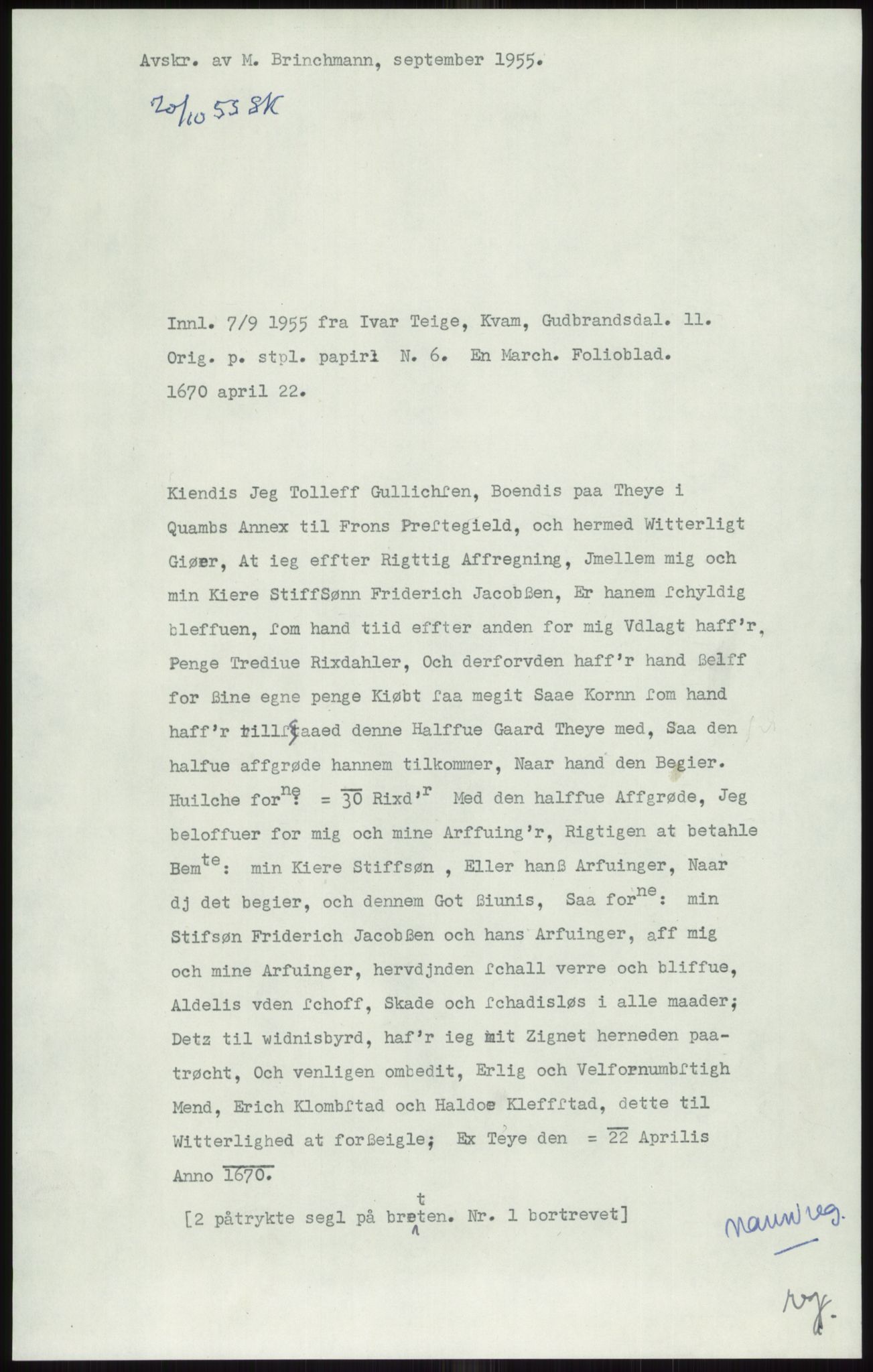 Samlinger til kildeutgivelse, Diplomavskriftsamlingen, AV/RA-EA-4053/H/Ha, p. 222