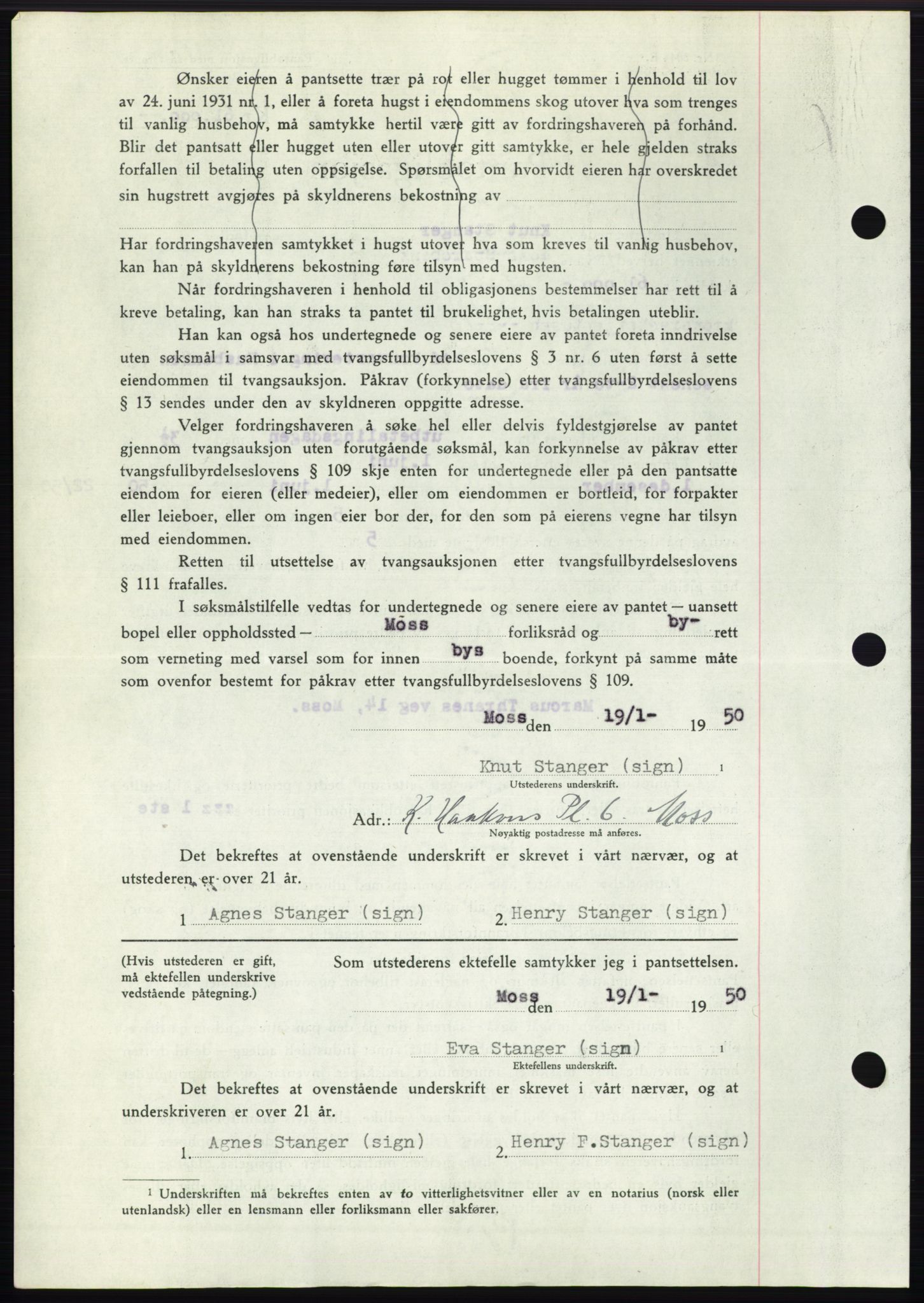 Moss sorenskriveri, AV/SAO-A-10168: Mortgage book no. B23, 1949-1950, Diary no: : 353/1950