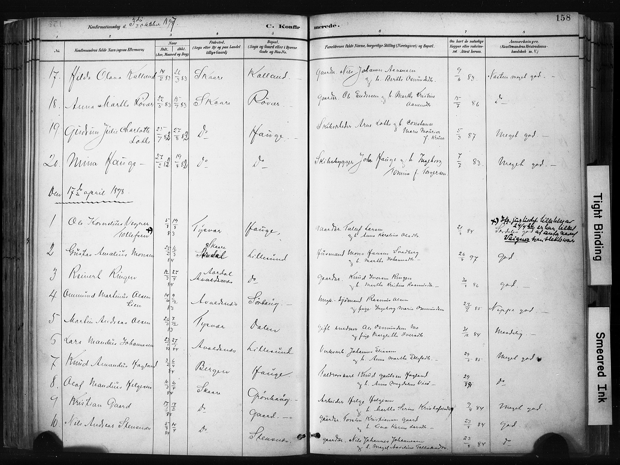 Haugesund sokneprestkontor, SAST/A -101863/H/Ha/Haa/L0004: Parish register (official) no. A 4, 1886-1908, p. 158