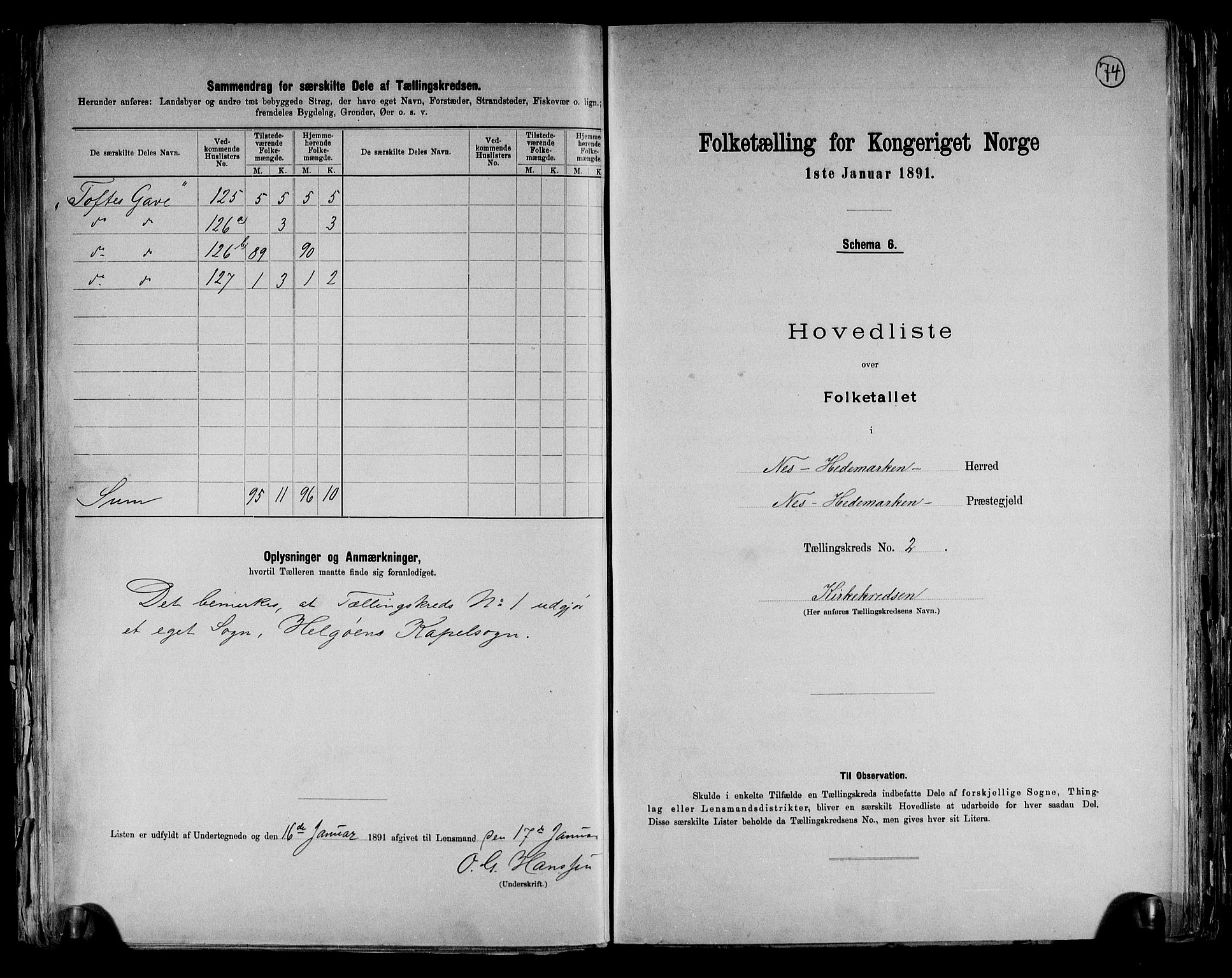 RA, 1891 census for 0411 Nes, 1891, p. 10