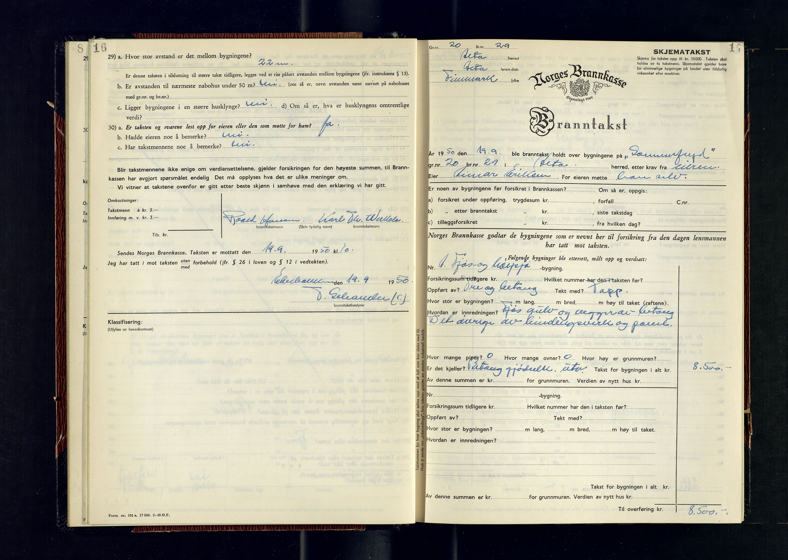 Alta lensmannskontor, AV/SATØ-S-1165/O/Ob/L0184: Branntakstprotokoll, 1950-1953, p. 16-17