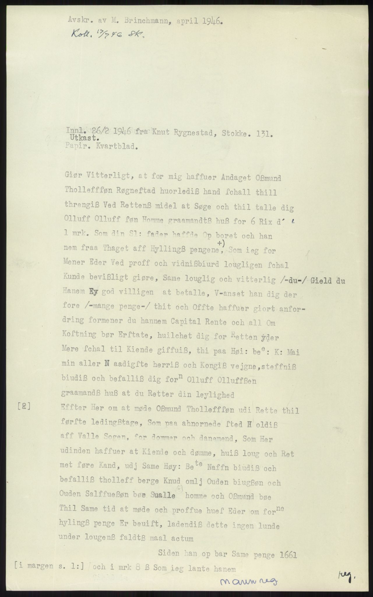Samlinger til kildeutgivelse, Diplomavskriftsamlingen, AV/RA-EA-4053/H/Ha, p. 1496