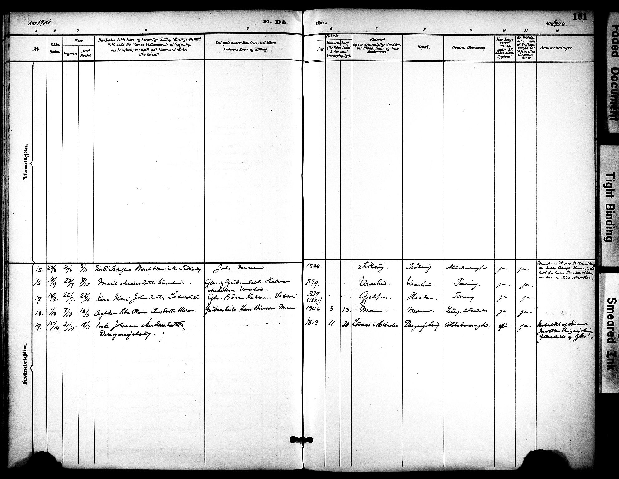 Ministerialprotokoller, klokkerbøker og fødselsregistre - Sør-Trøndelag, AV/SAT-A-1456/686/L0984: Parish register (official) no. 686A02, 1891-1906, p. 161