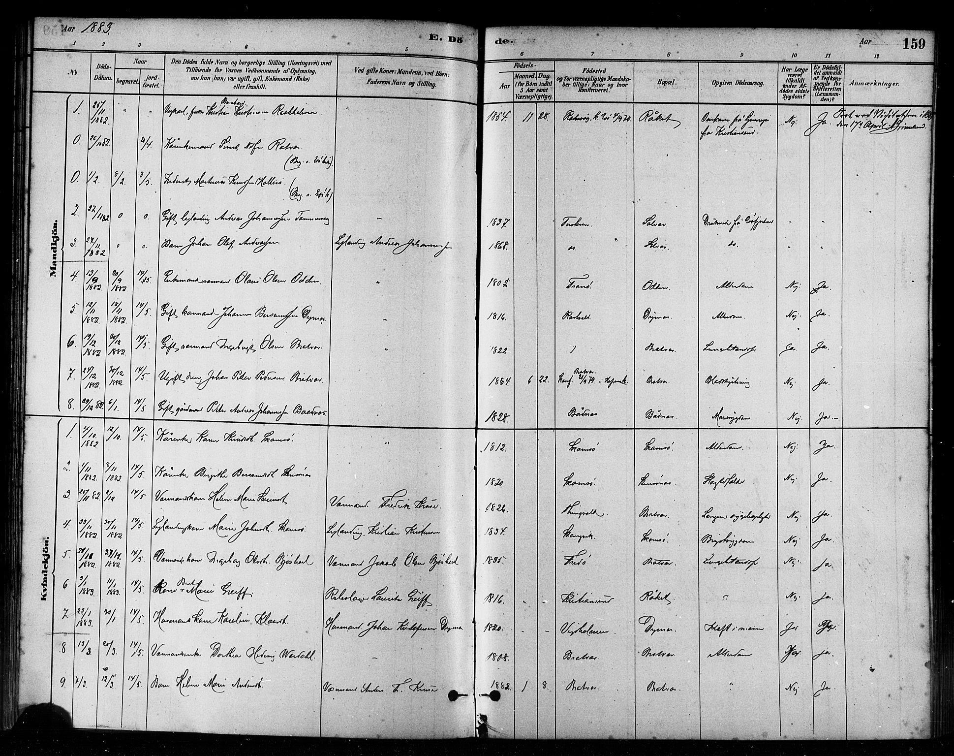 Ministerialprotokoller, klokkerbøker og fødselsregistre - Møre og Romsdal, AV/SAT-A-1454/582/L0947: Parish register (official) no. 582A01, 1880-1900, p. 159