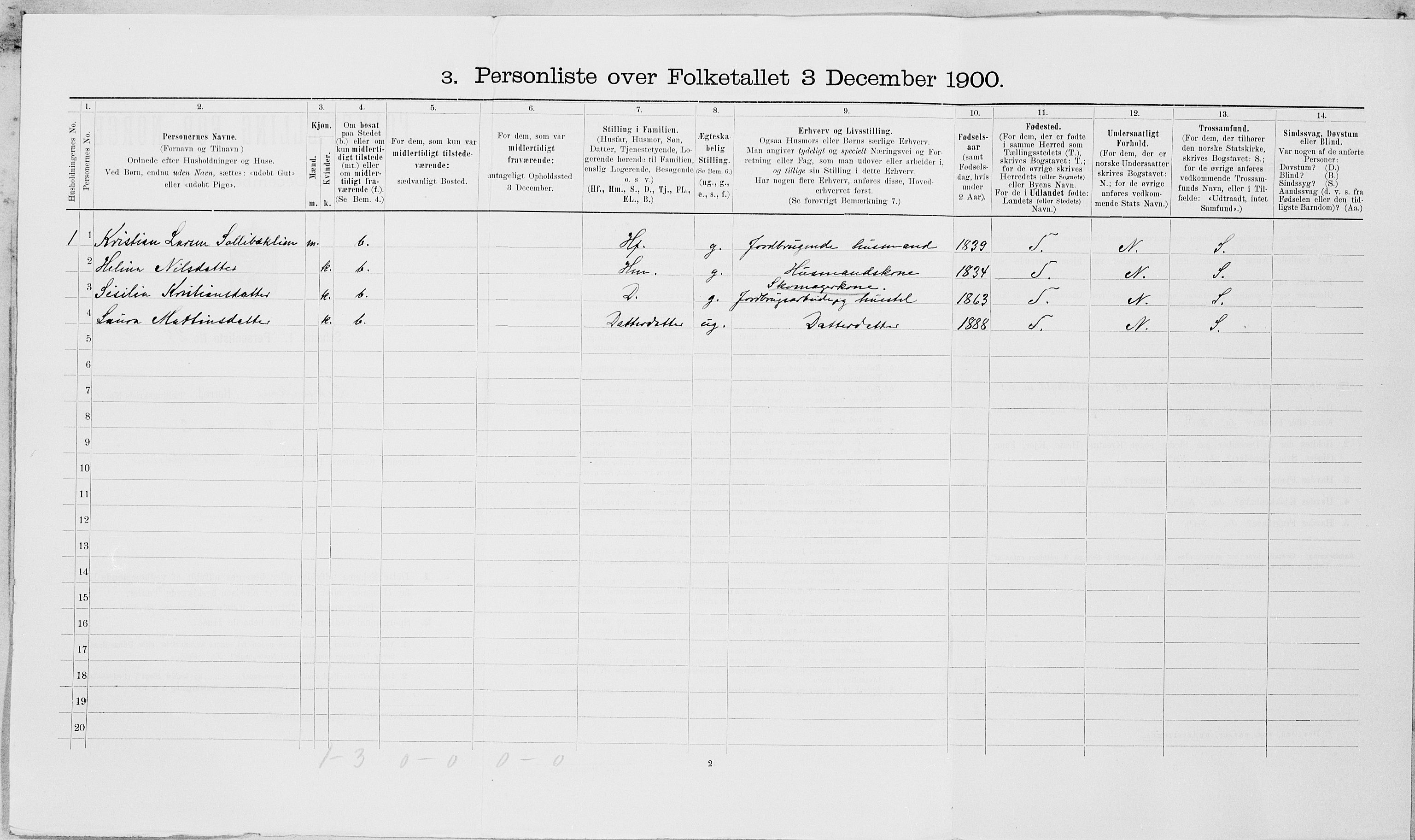 SAT, 1900 census for Leksvik, 1900, p. 121