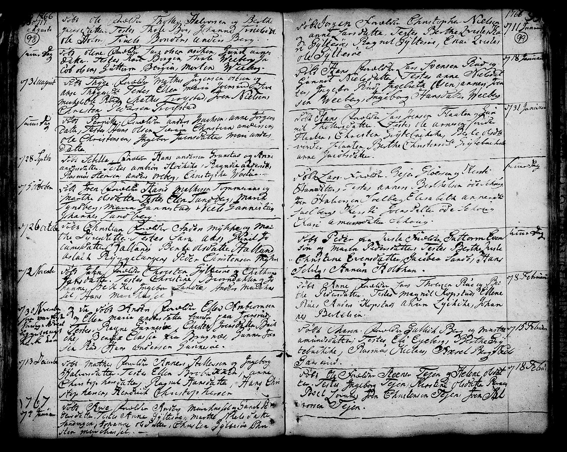 Sande Kirkebøker, AV/SAKO-A-53/F/Fa/L0001: Parish register (official) no. 1, 1753-1803, p. 98-99