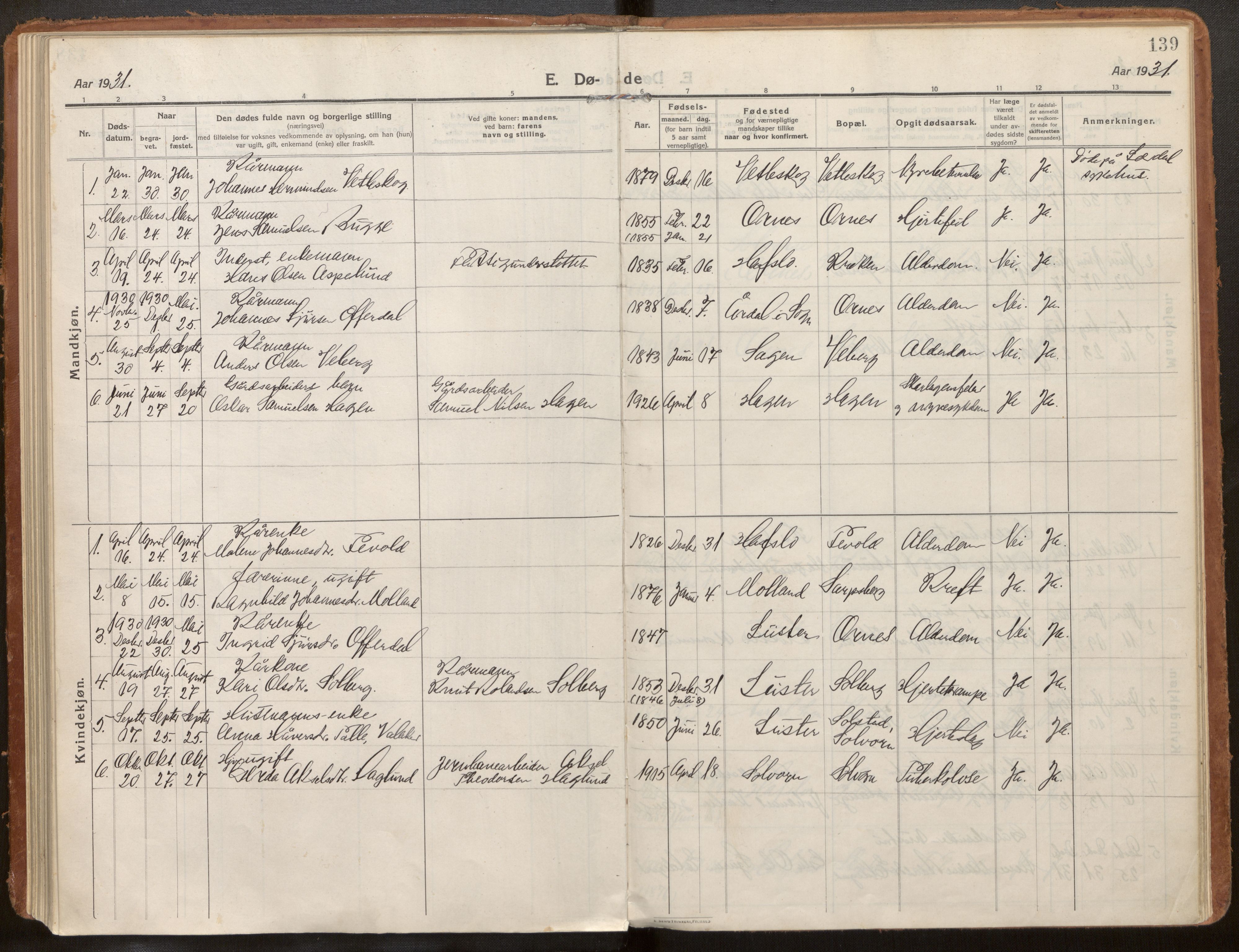 Hafslo sokneprestembete, SAB/A-80301/H/Haa/Haac/L0002: Parish register (official) no. C 2, 1914-1955, p. 139