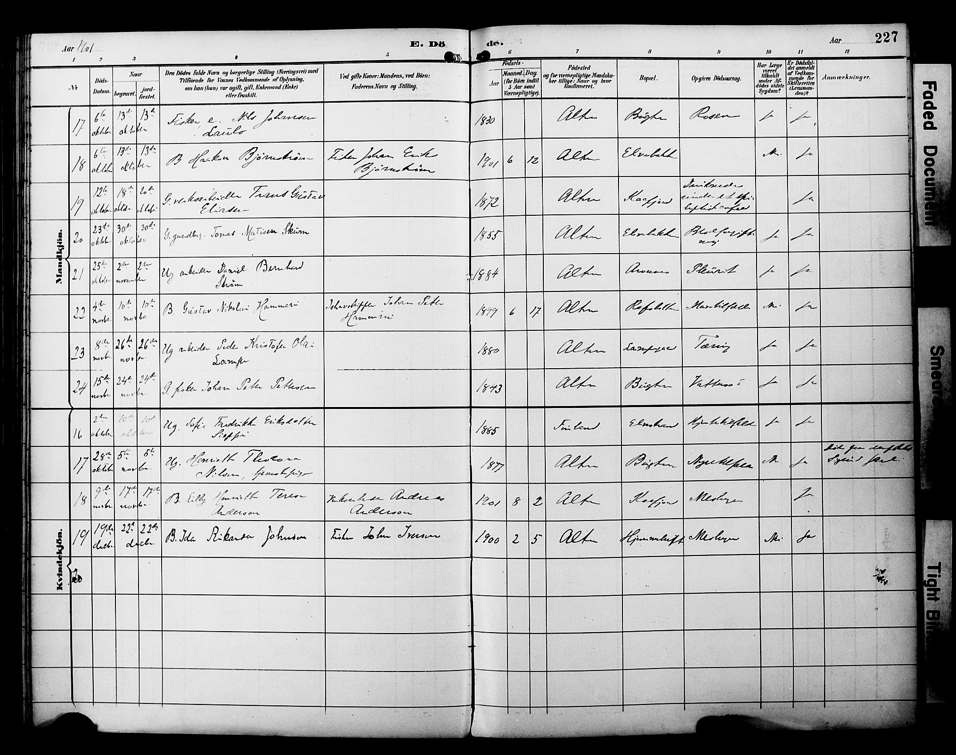 Alta sokneprestkontor, SATØ/S-1338/H/Ha/L0003.kirke: Parish register (official) no. 3, 1892-1904, p. 227