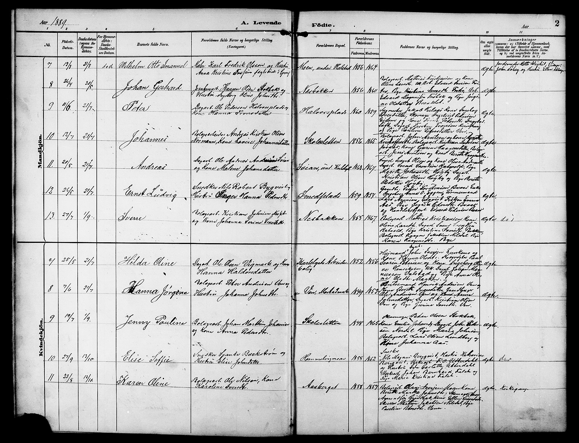 Ministerialprotokoller, klokkerbøker og fødselsregistre - Sør-Trøndelag, AV/SAT-A-1456/617/L0431: Parish register (copy) no. 617C01, 1889-1910, p. 2