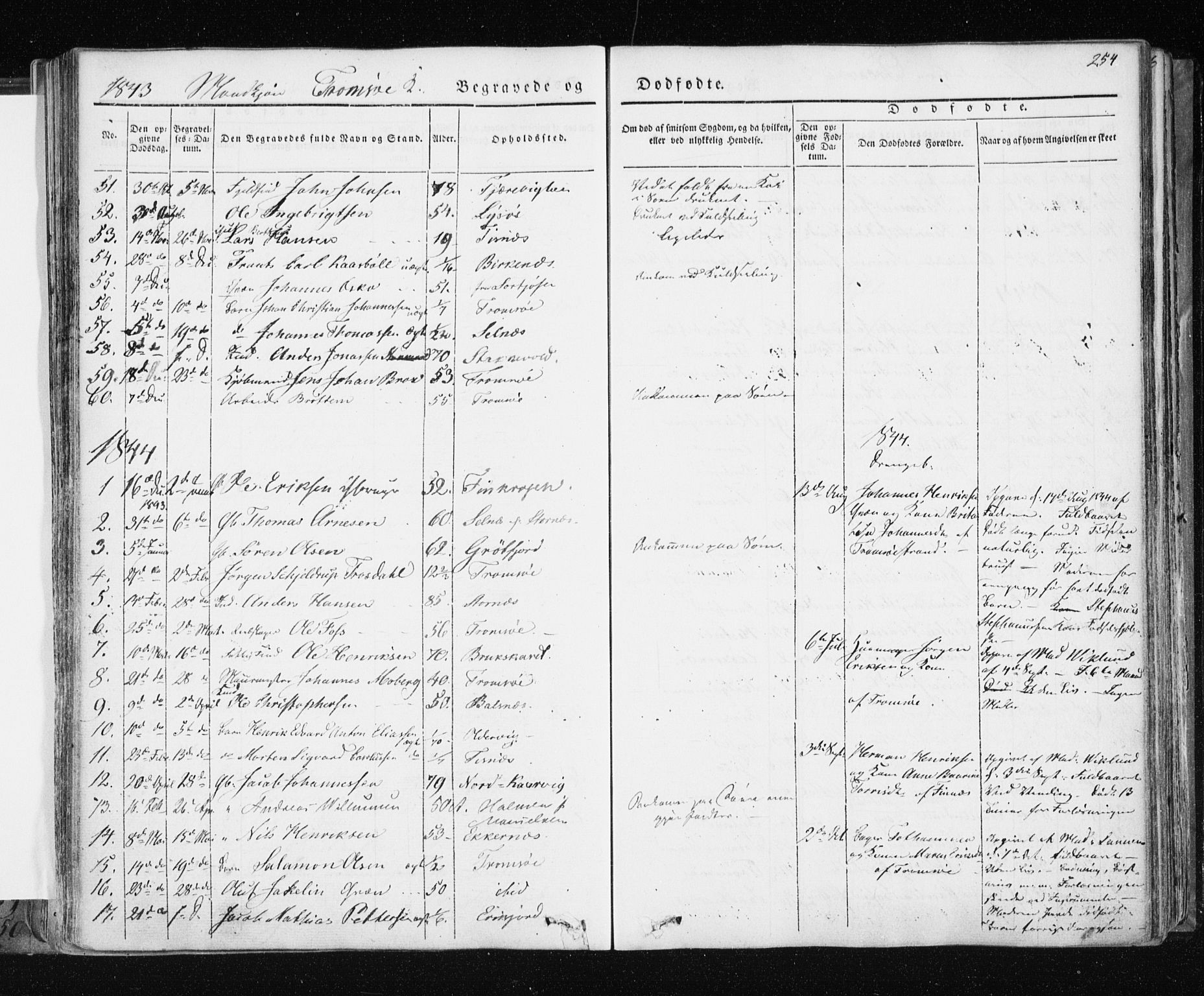 Tromsø sokneprestkontor/stiftsprosti/domprosti, SATØ/S-1343/G/Ga/L0009kirke: Parish register (official) no. 9, 1837-1847, p. 254