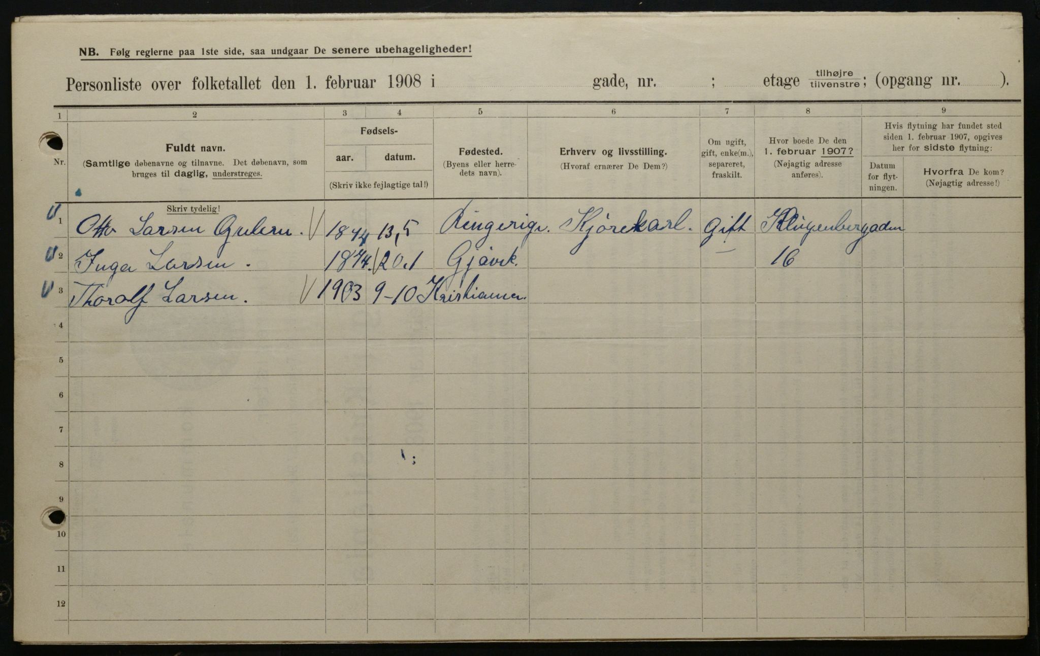 OBA, Municipal Census 1908 for Kristiania, 1908, p. 46425