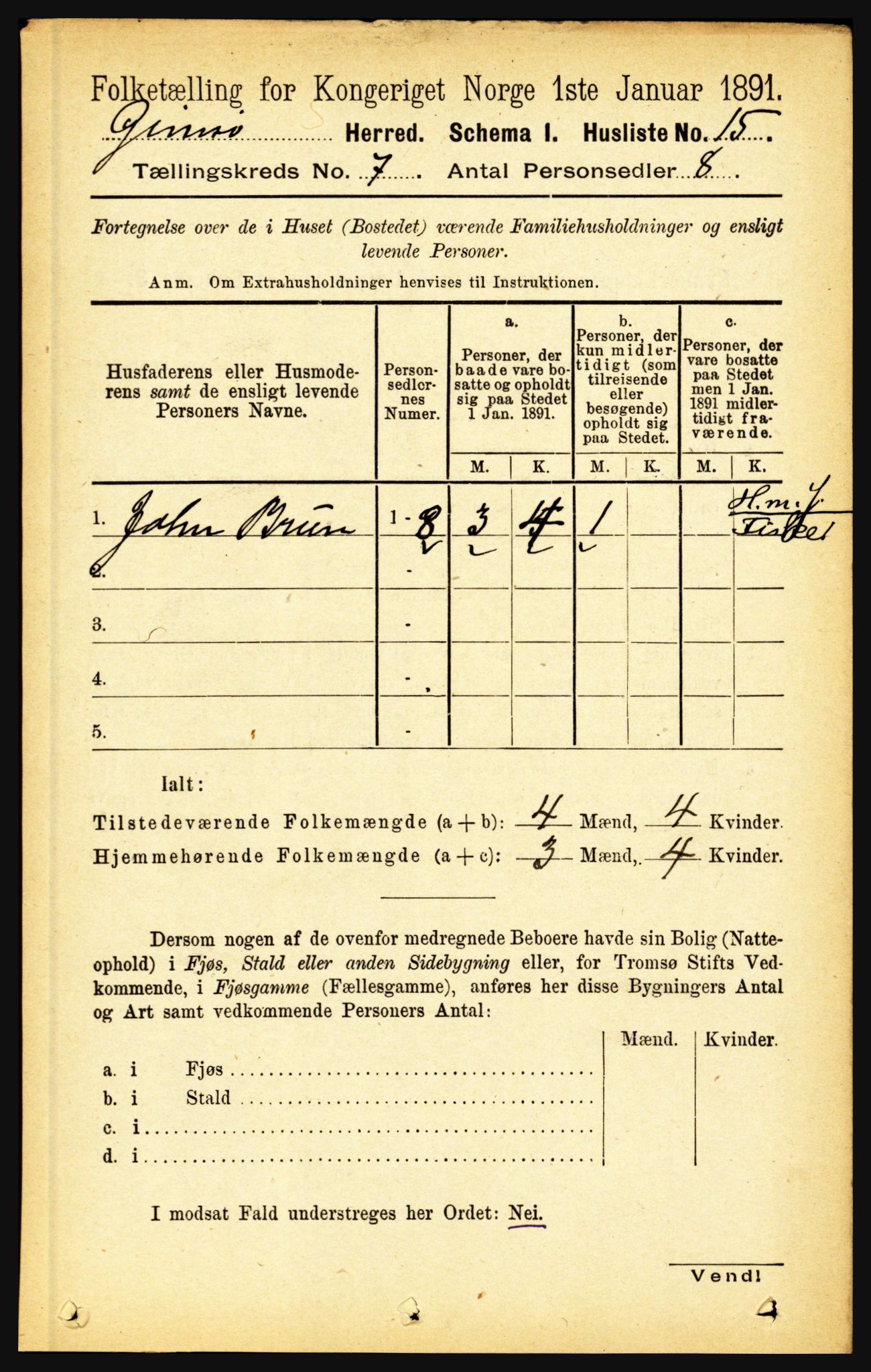 RA, 1891 census for 1864 Gimsøy, 1891, p. 1185