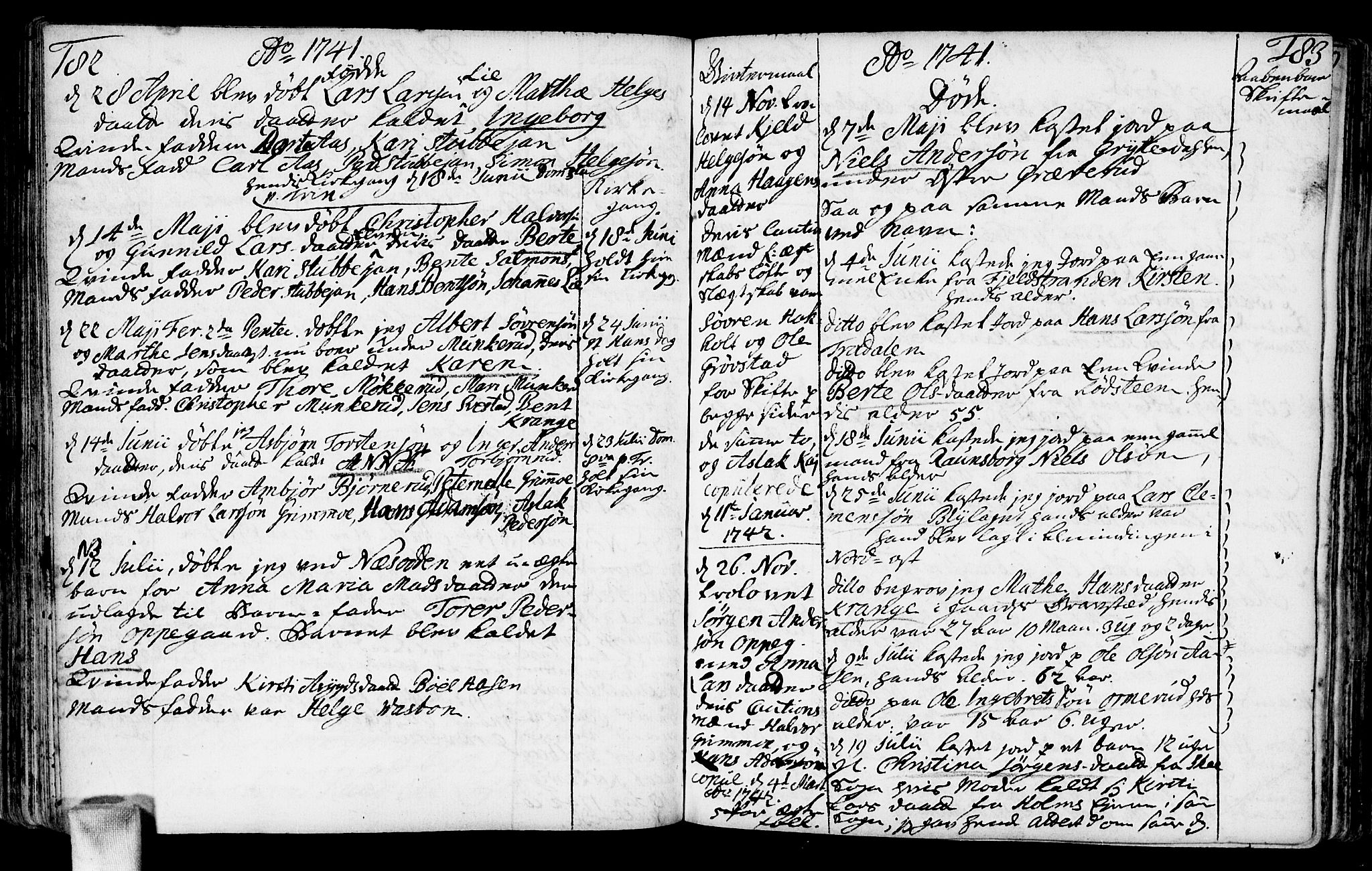 Nesodden prestekontor Kirkebøker, AV/SAO-A-10013/F/Fa/L0001: Parish register (official) no. I 1, 1709-1750, p. 182-183