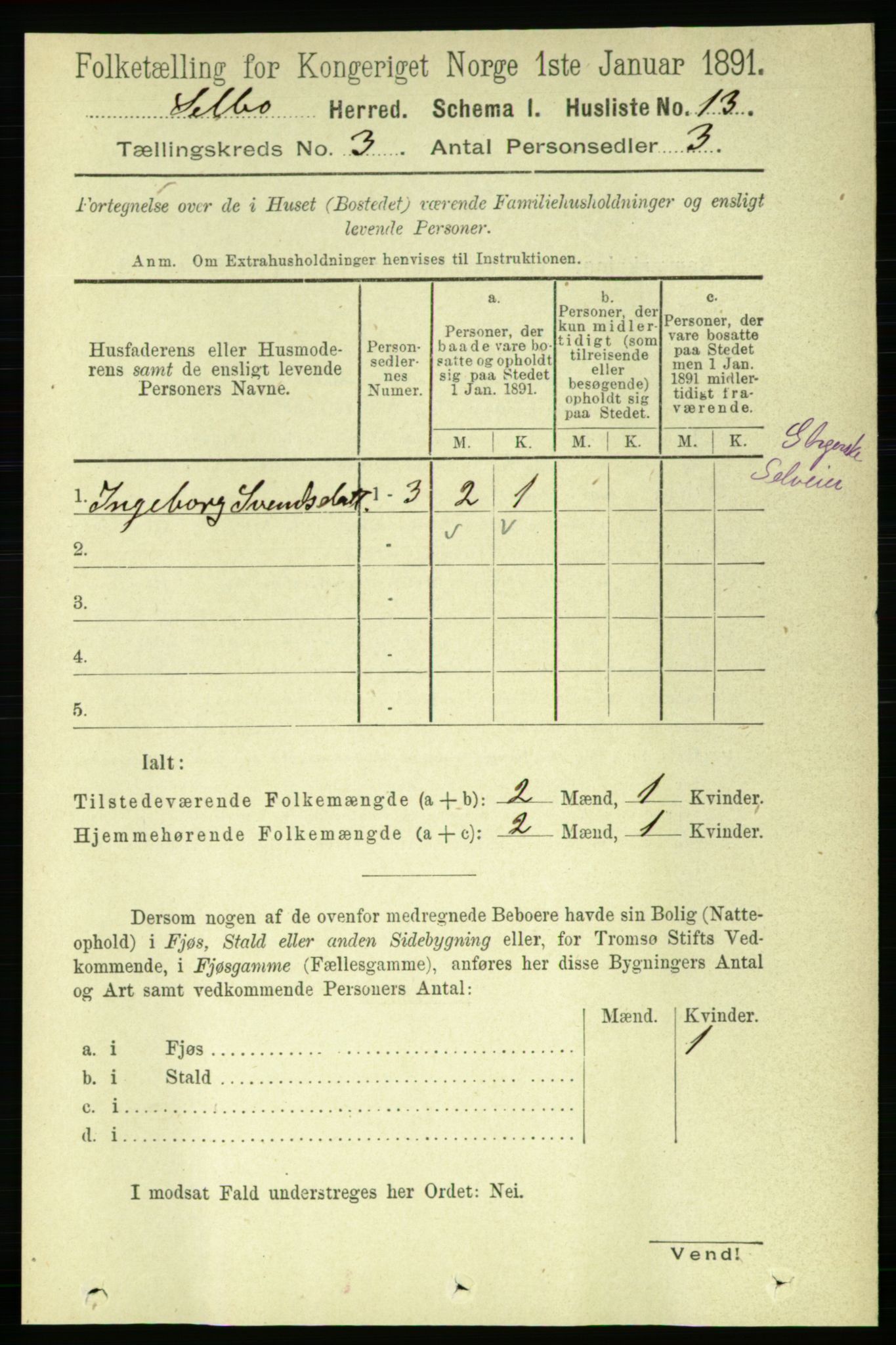 RA, 1891 census for 1664 Selbu, 1891, p. 588