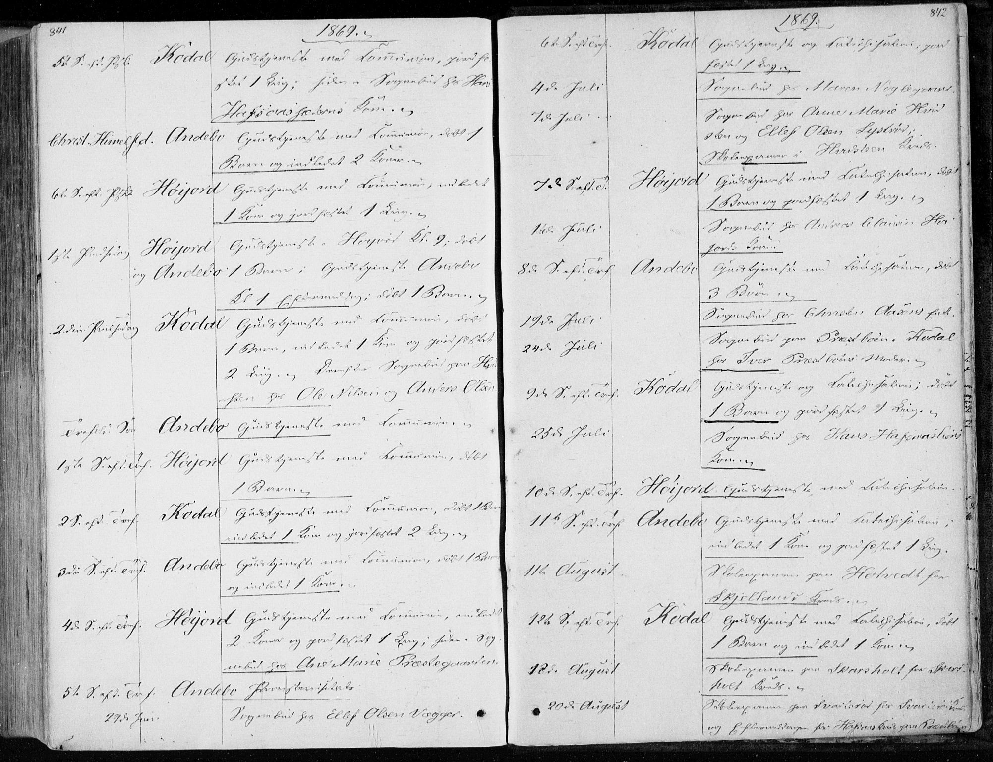 Andebu kirkebøker, AV/SAKO-A-336/F/Fa/L0005: Parish register (official) no. 5, 1857-1870, p. 841-842